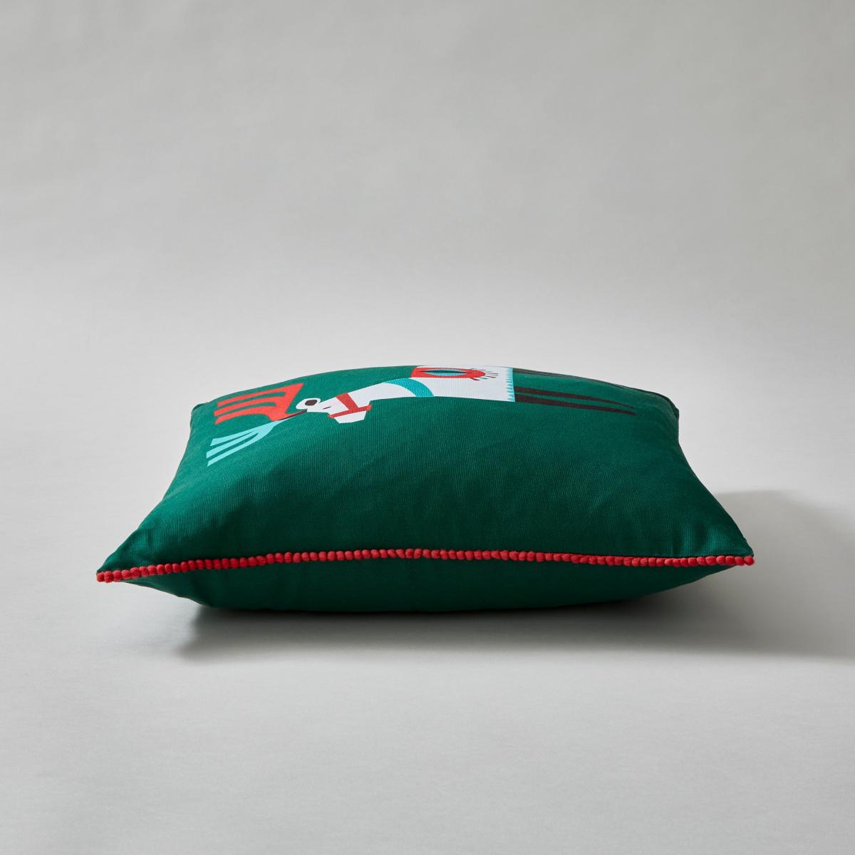 Printed Reindeer Cushion MultiColoured – image 4