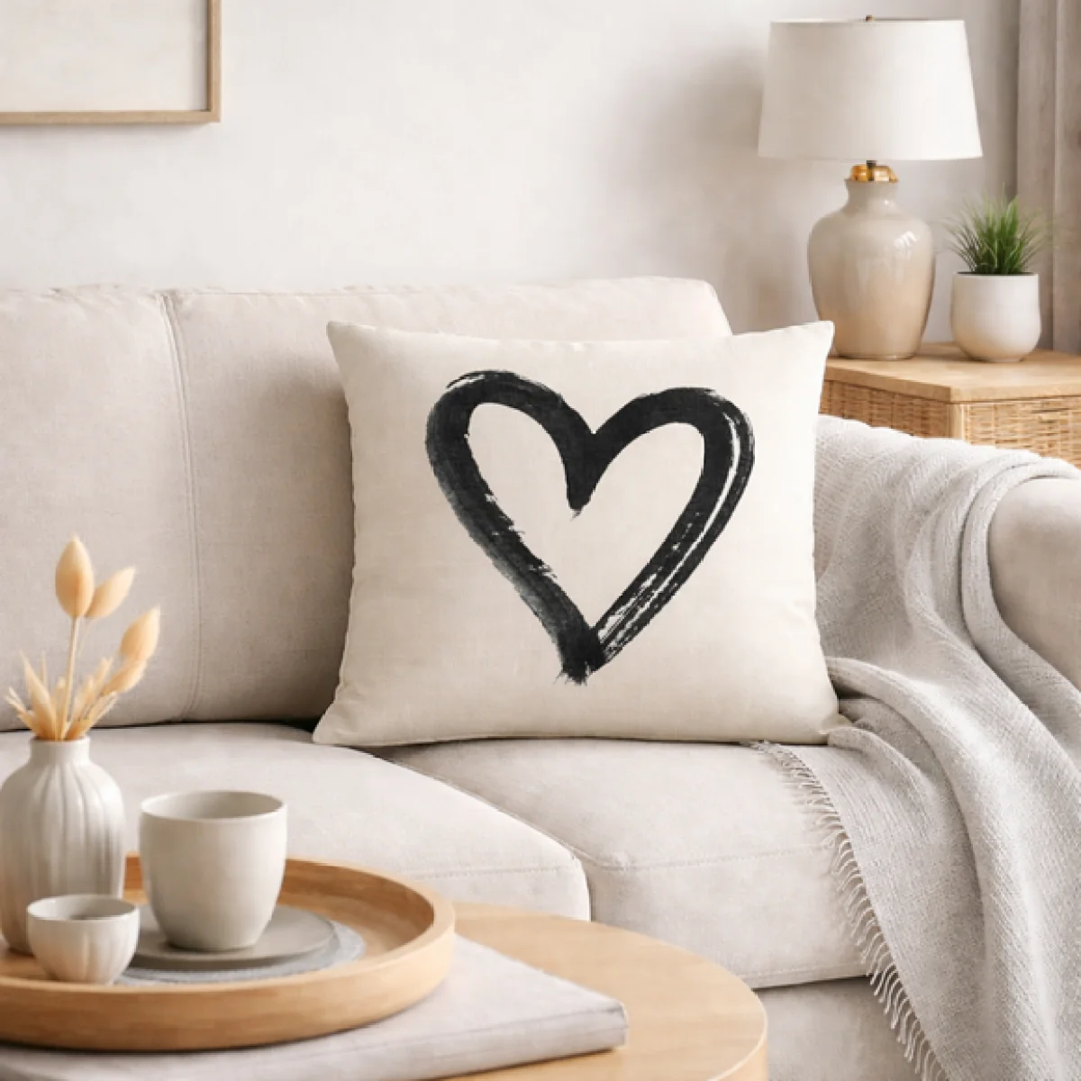 Painted Heart Square Cushion – image 1