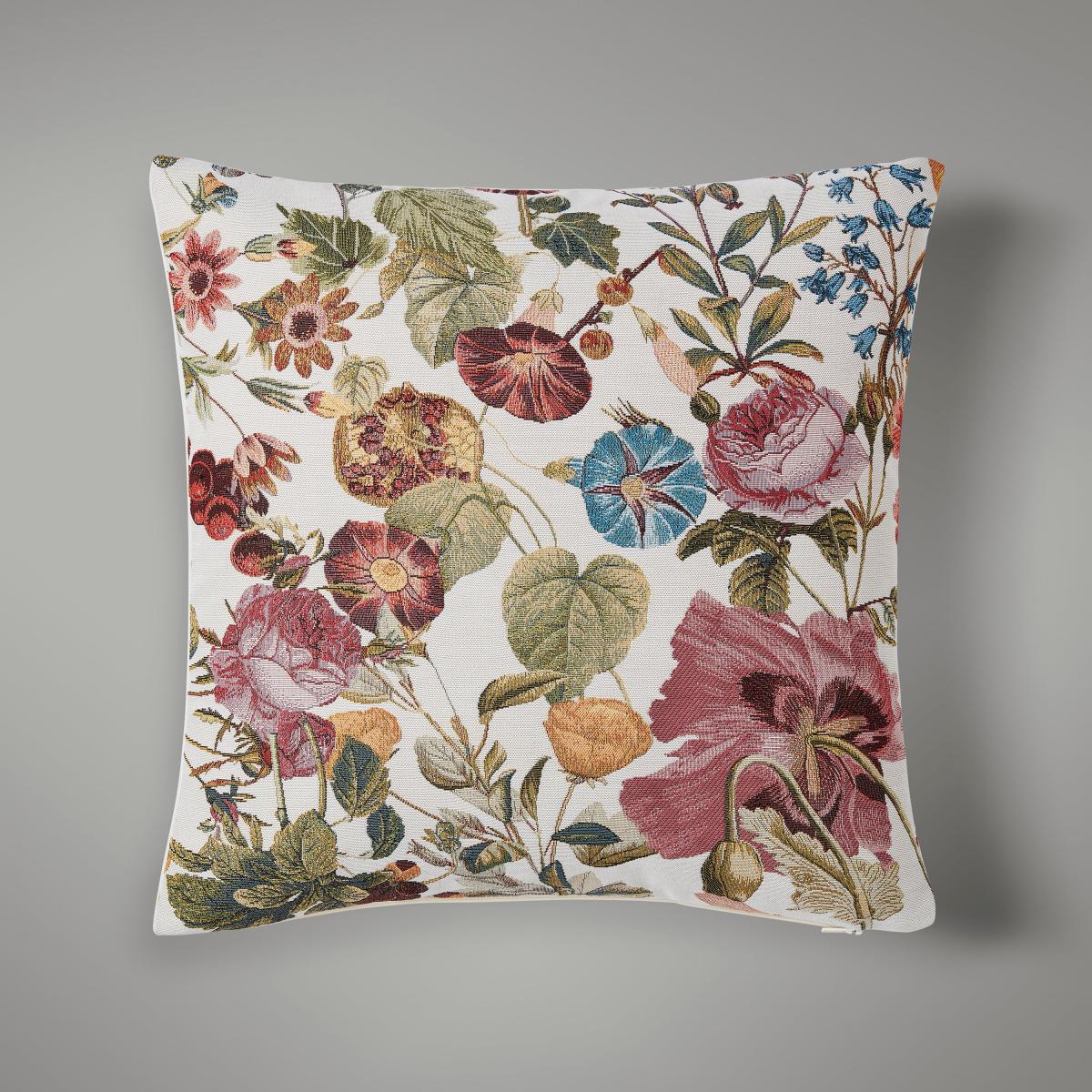 Floral Tapestry Cushion Purple/Yellow/White – image 1