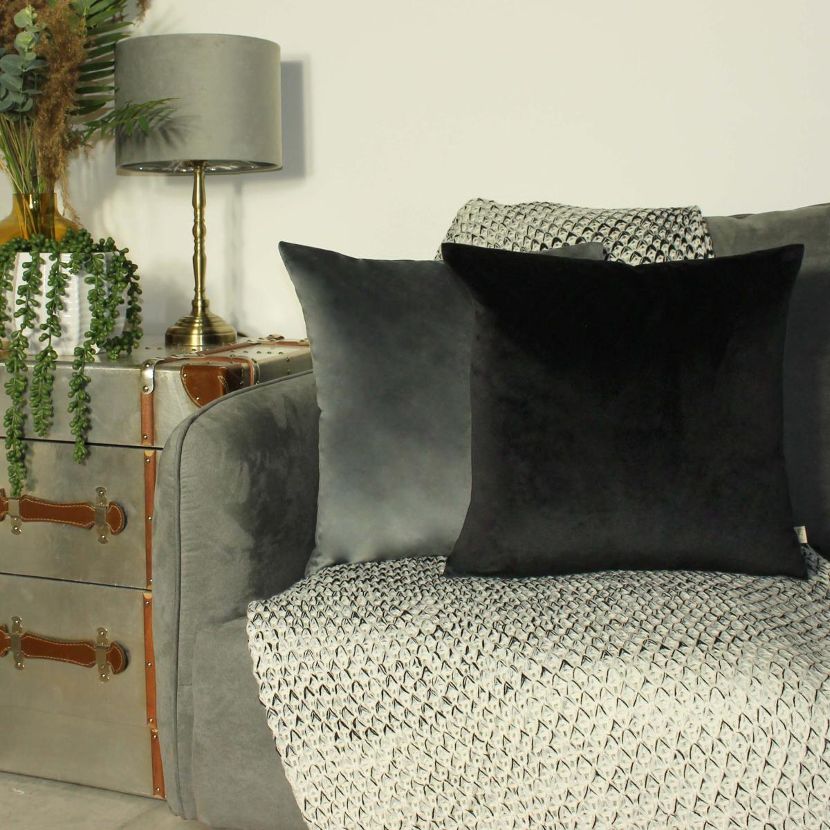 Evans Lichfield Opulent Velvet 2 Pack Cushions Graphite Grey/Jet Black – image 4