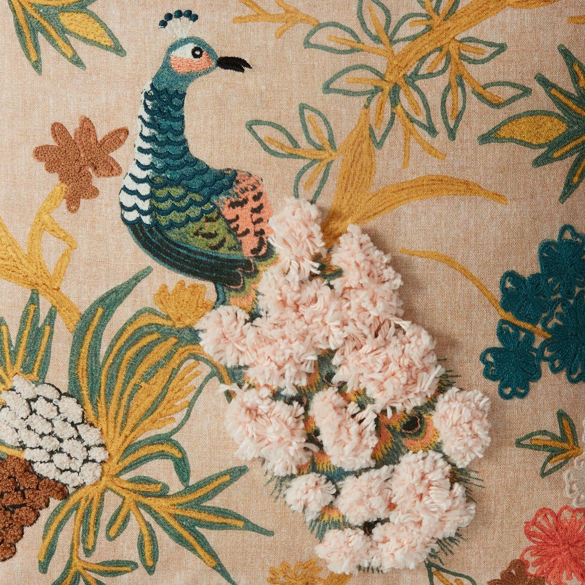 Embroidered Peacock Cushion Pink – image 6