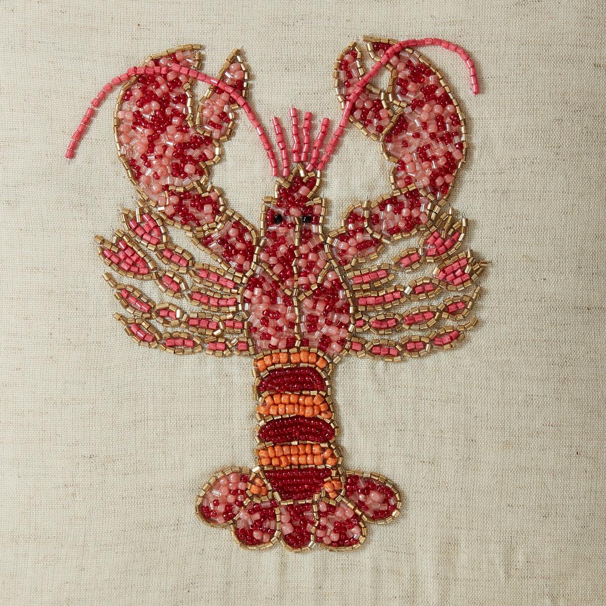 Beaded Lobster Cushion Red – image 2