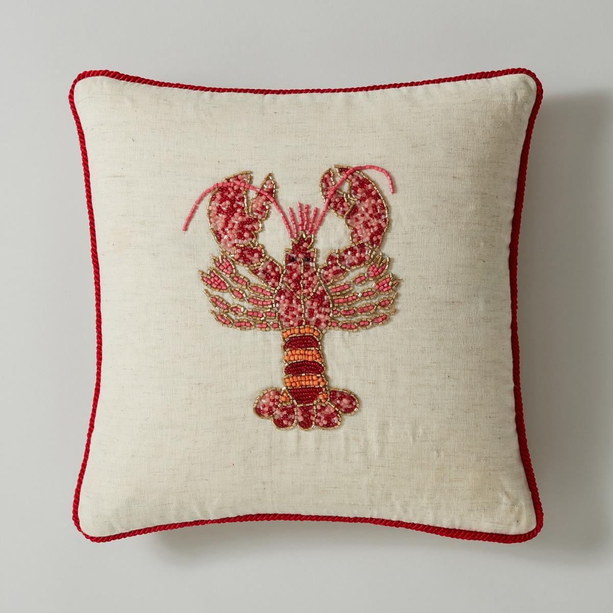 Beaded Lobster Cushion Red – image 3