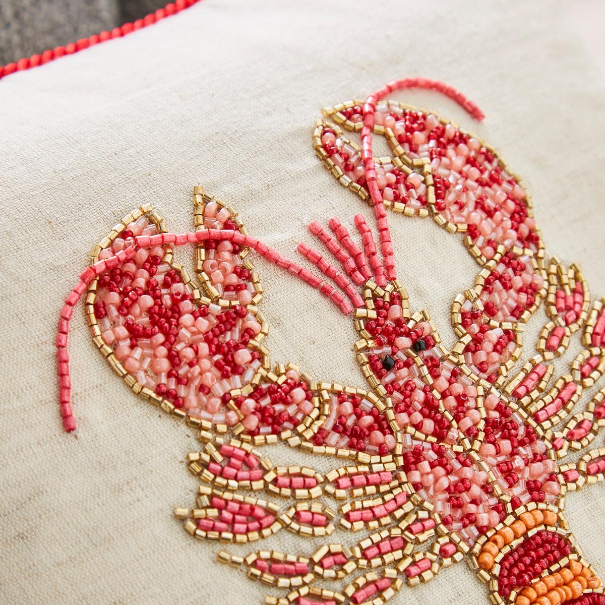 Beaded Lobster Cushion Red – image 6