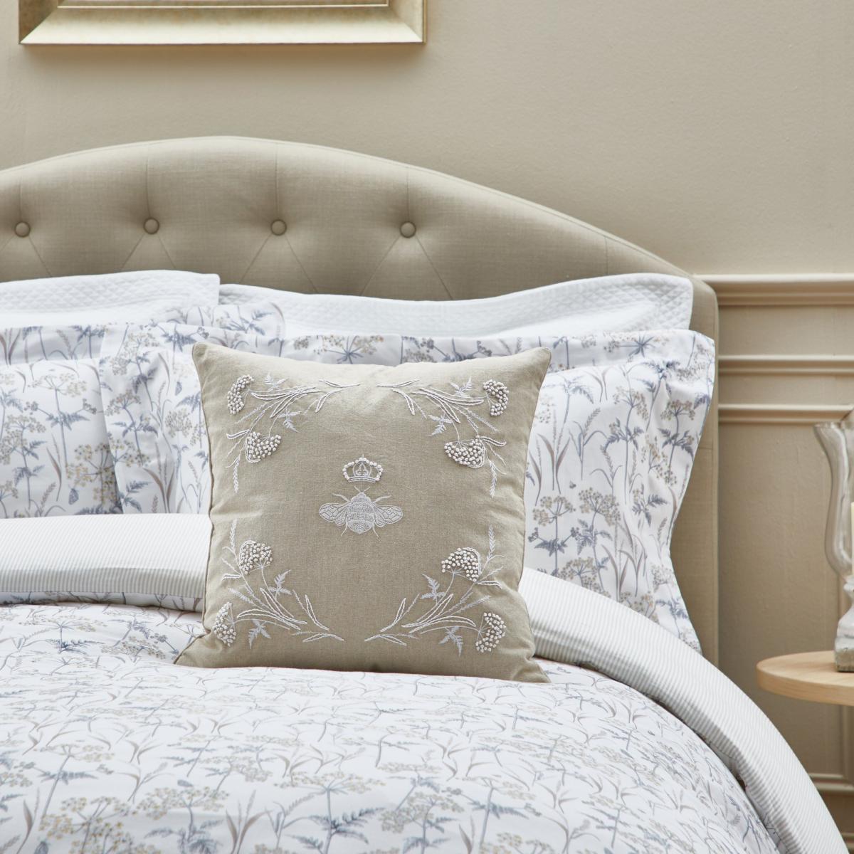 Dorma Embroidered Bee Cushion Natural – image 1