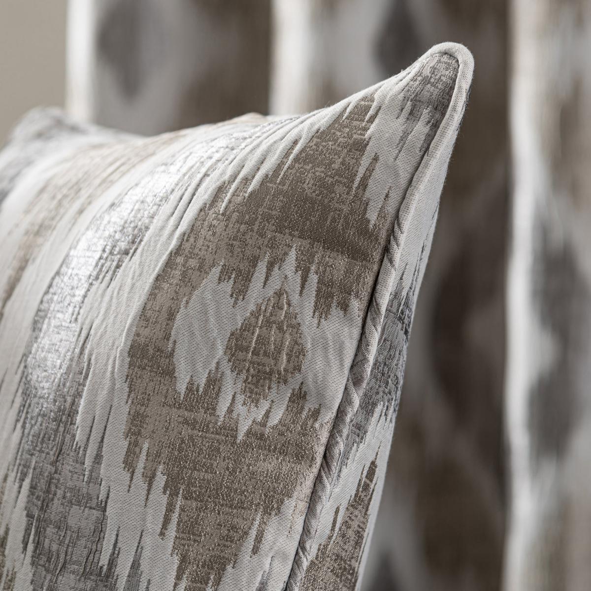 Ikat Jacquard Cushion Brown/Grey/White – image 3