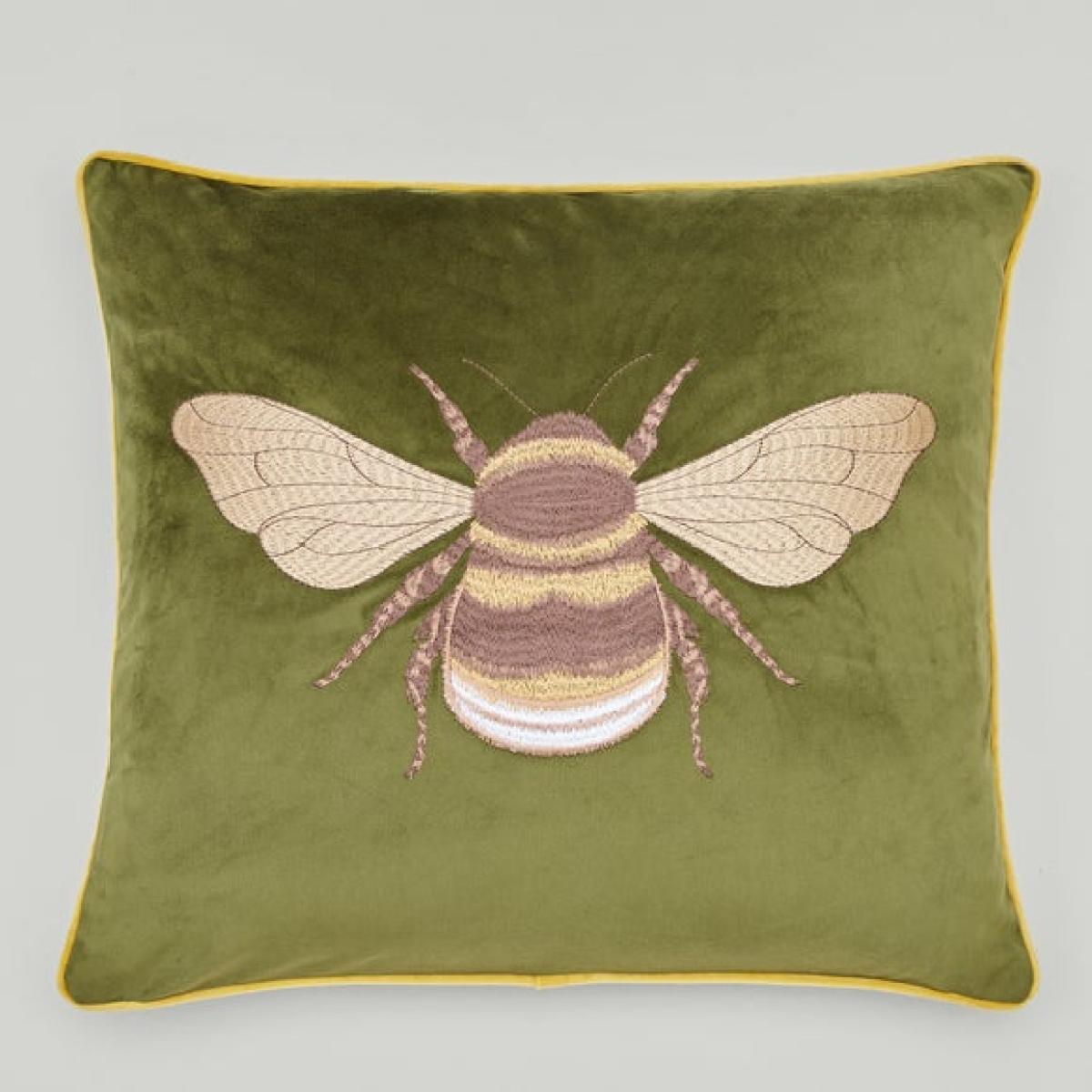 Embroidered Bee Square Cushion – image 3