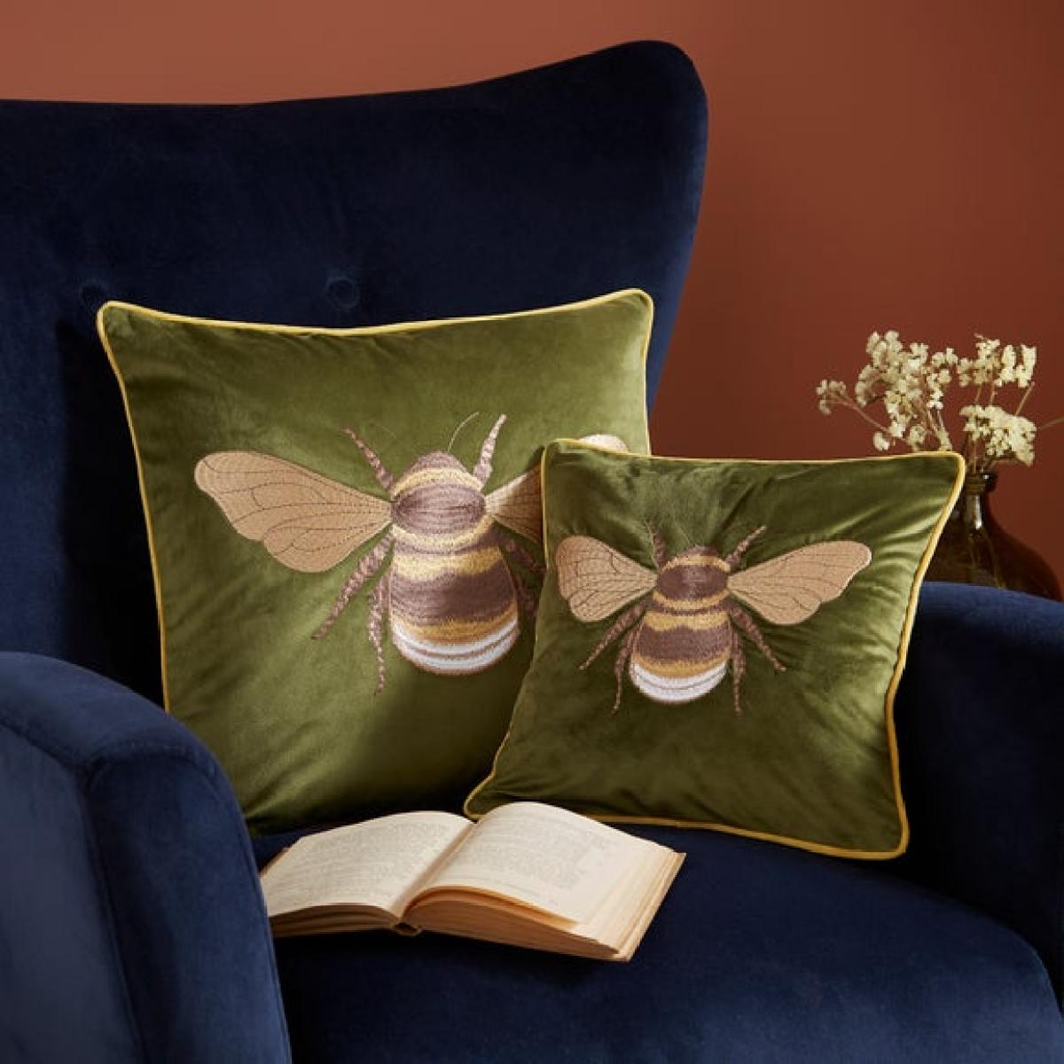 Embroidered Bee Square Cushion – image 6