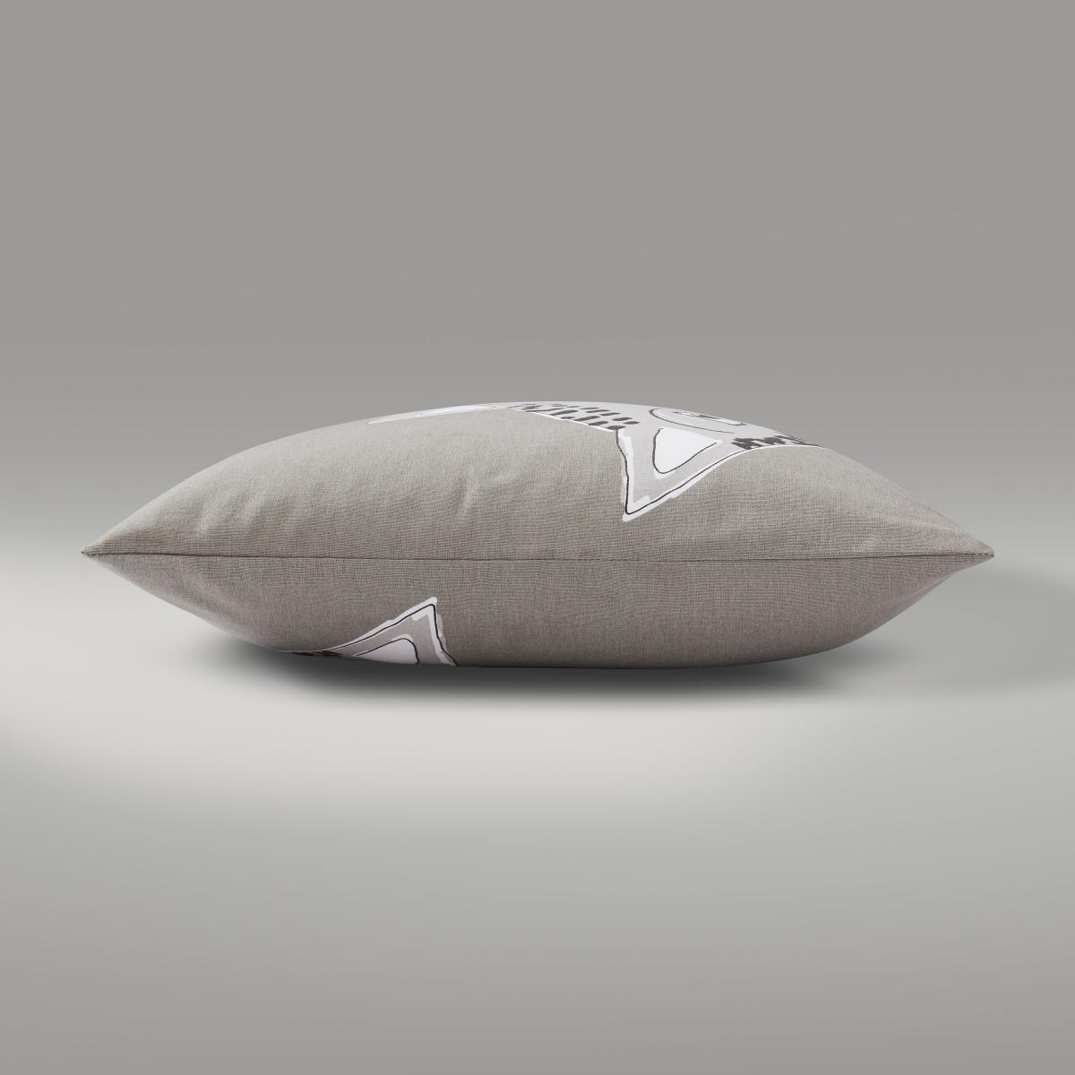 Cat Printed Cushion Grey/White – image 2