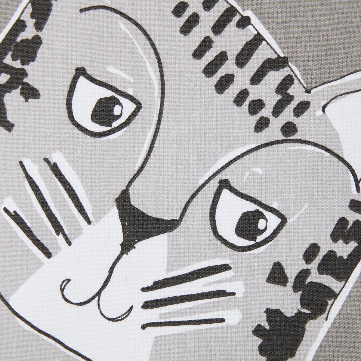 Cat Printed Cushion Grey/White – image 3