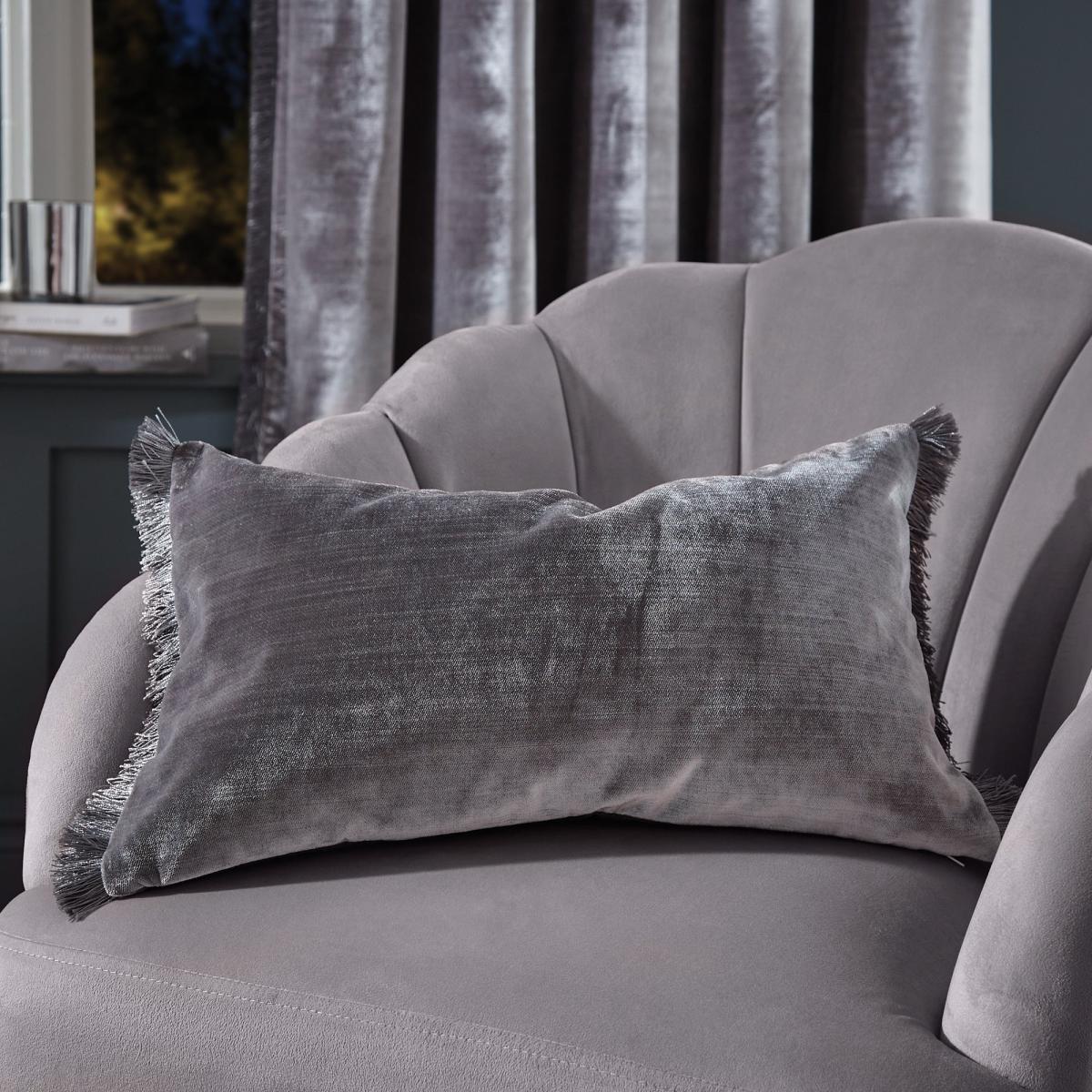 Keston Velvet Boudoir Cushion Silver – image 1