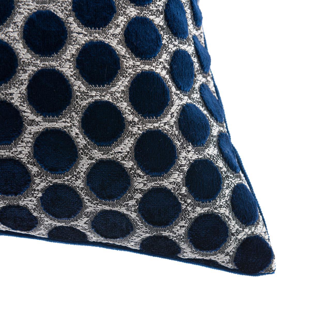 Cut Velvet Polka Dot Navy Cushion Navy and White – image 2