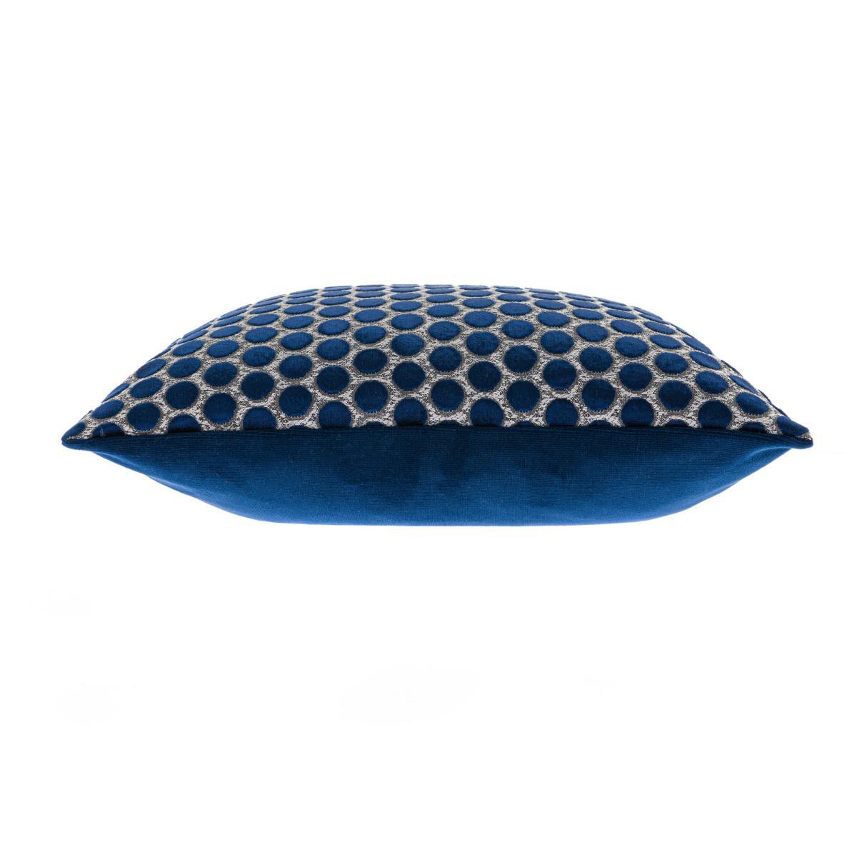 Cut Velvet Polka Dot Navy Cushion Navy and White – image 3