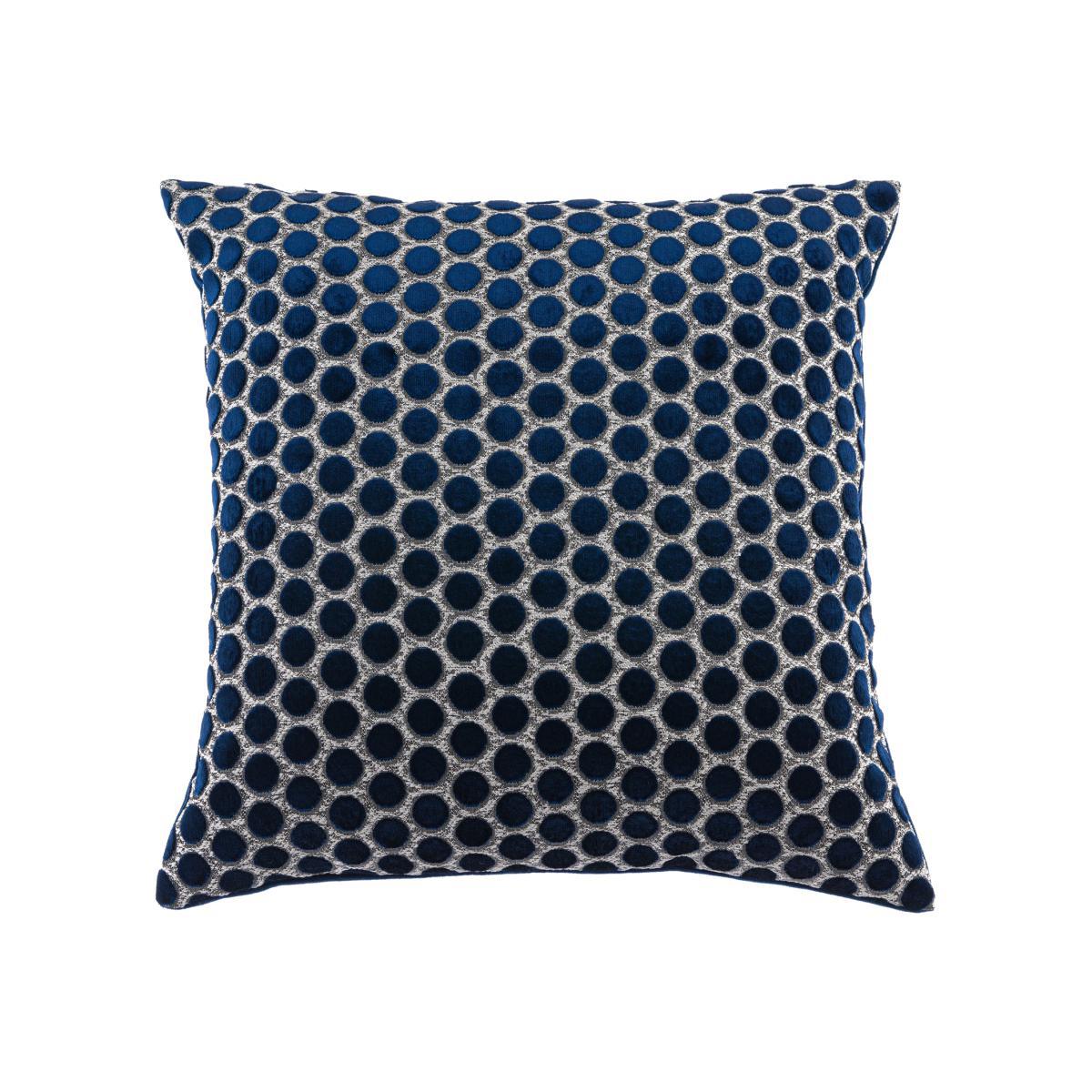 Cut Velvet Polka Dot Navy Cushion Navy and White – image 1