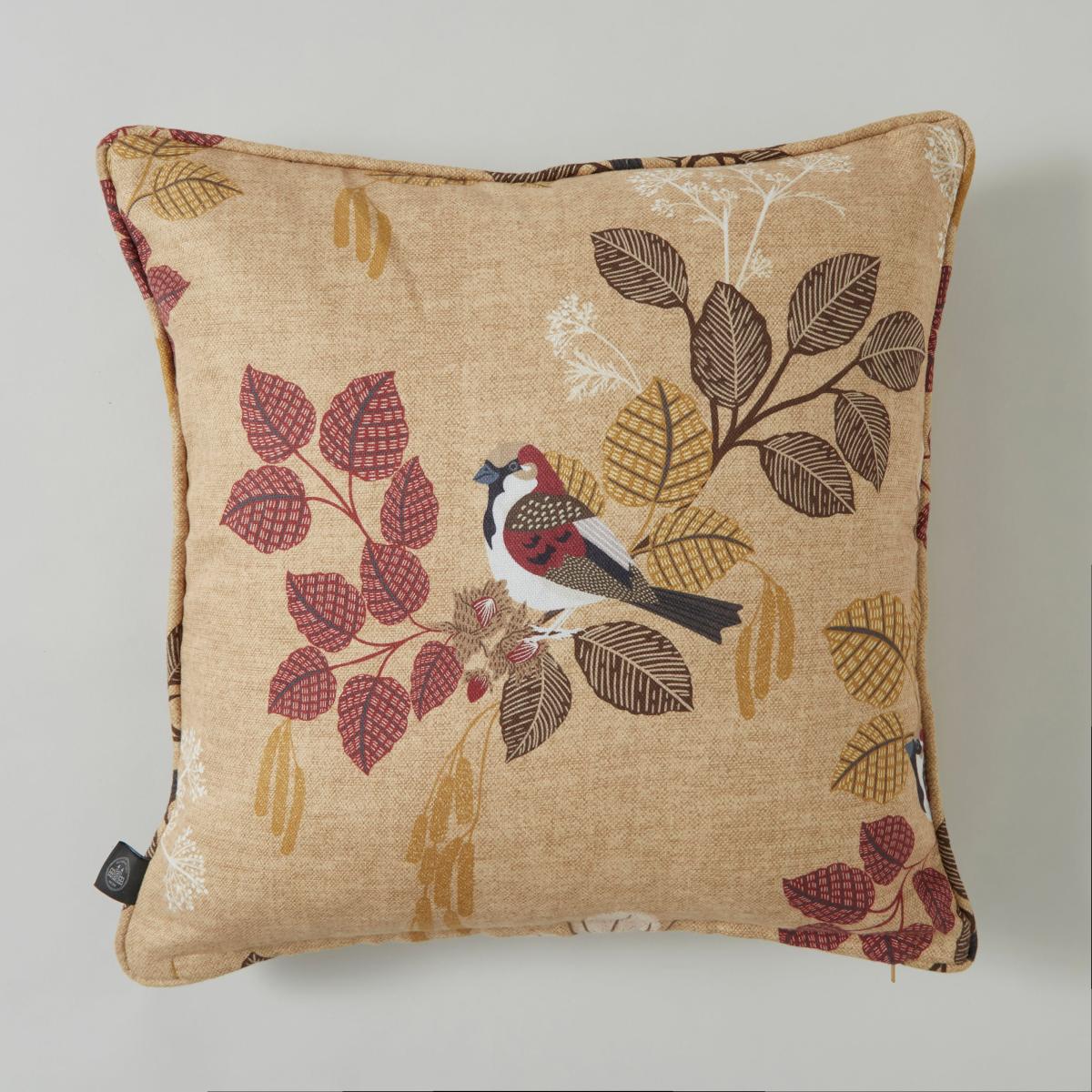 Sparrow Bird Square Cushion Ochre – image 3