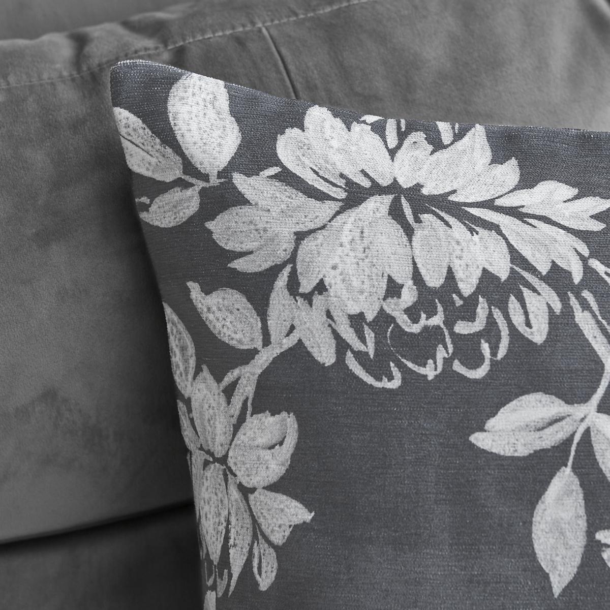 Cascade Floral Chenille Cushion Grey/White – image 2