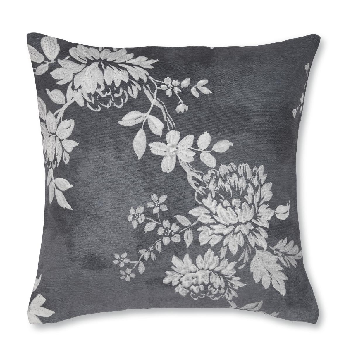 Cascade Floral Chenille Cushion Grey/White – image 3