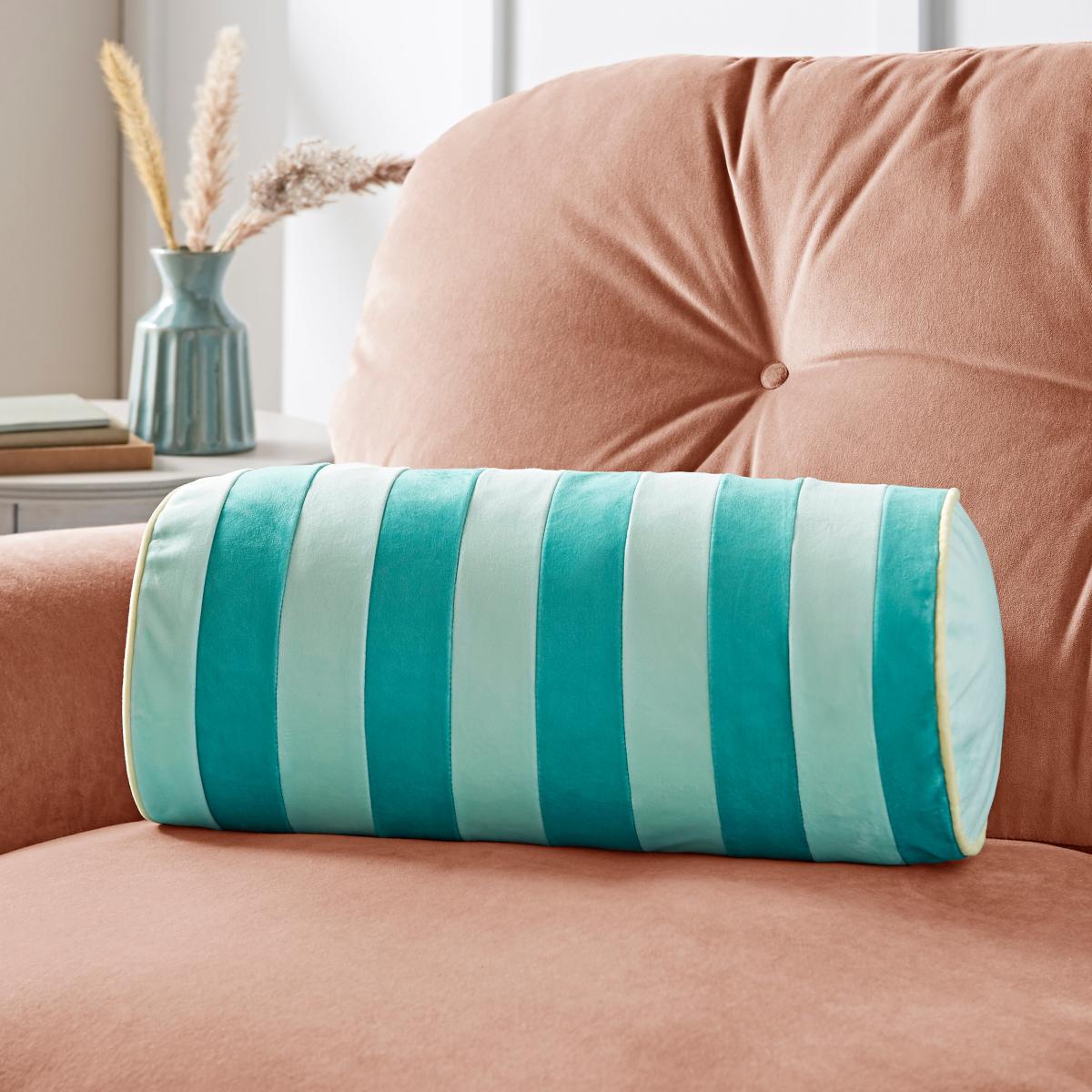 Striped Velvet Bolster Cushion – image 1