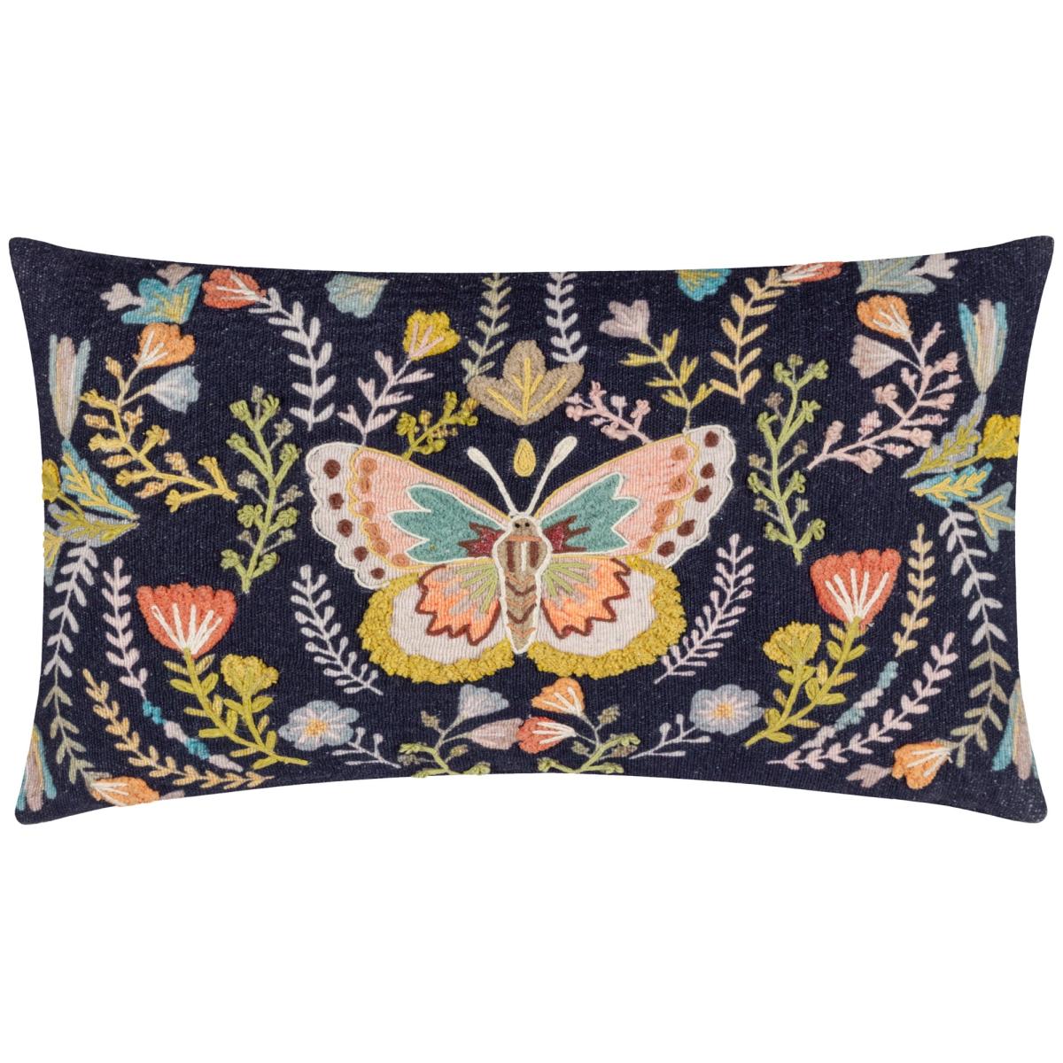 Wylder Mirrored Butterfly Cotton Rectangle Cushion Midnight – image 2