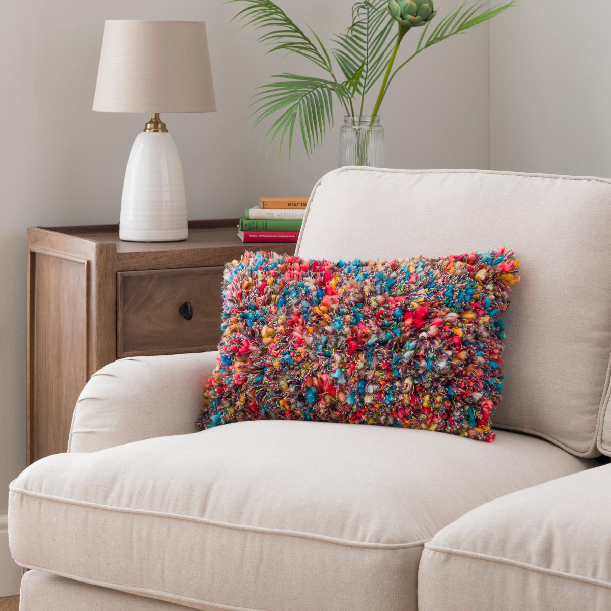 Ava Fluffy Texture Cushion MultiColoured – image 2