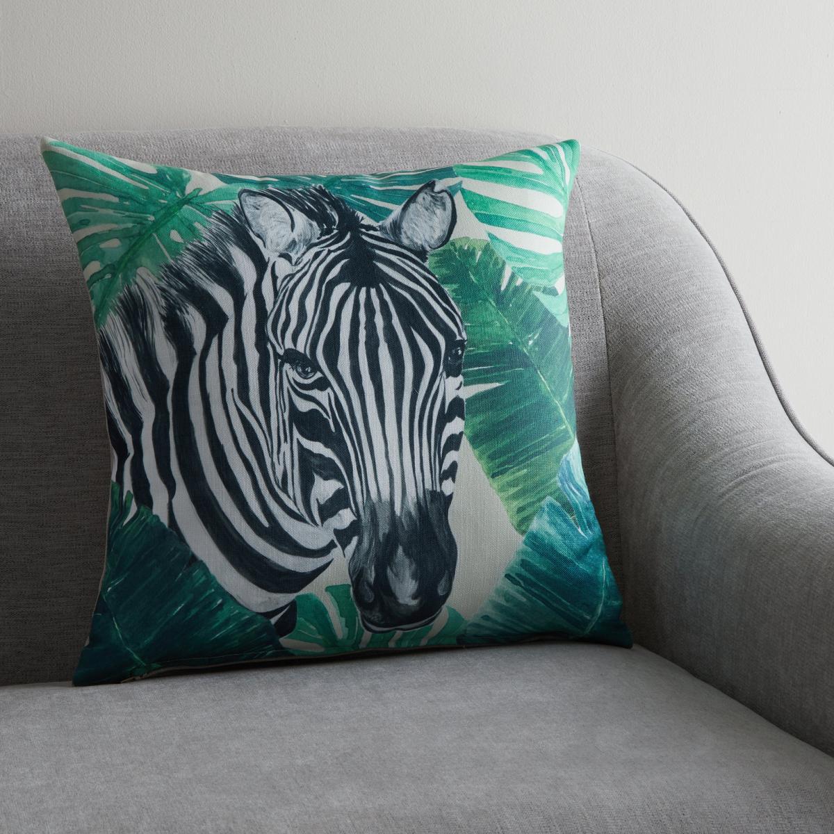 Zebra Jungle Print Cushion MultiColoured – image 1