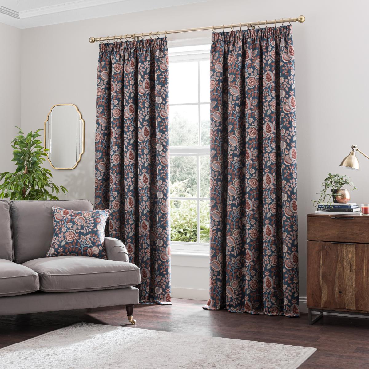 Pomegranate Floral Cushion Navy (Blue) – image 3
