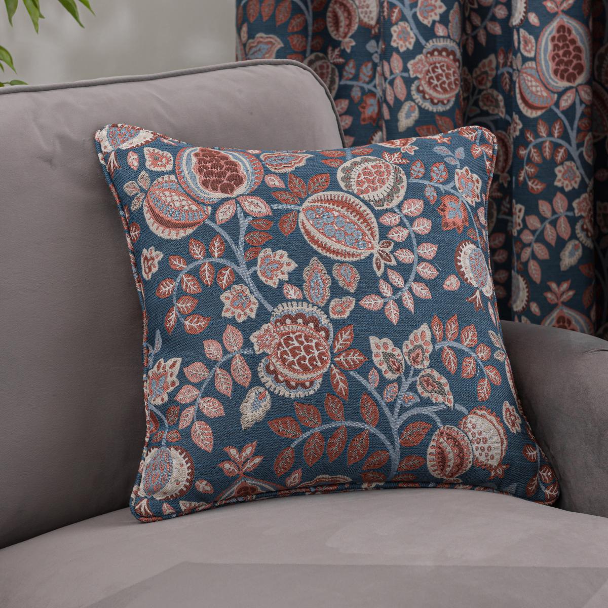 Pomegranate Floral Cushion Navy (Blue) – image 1