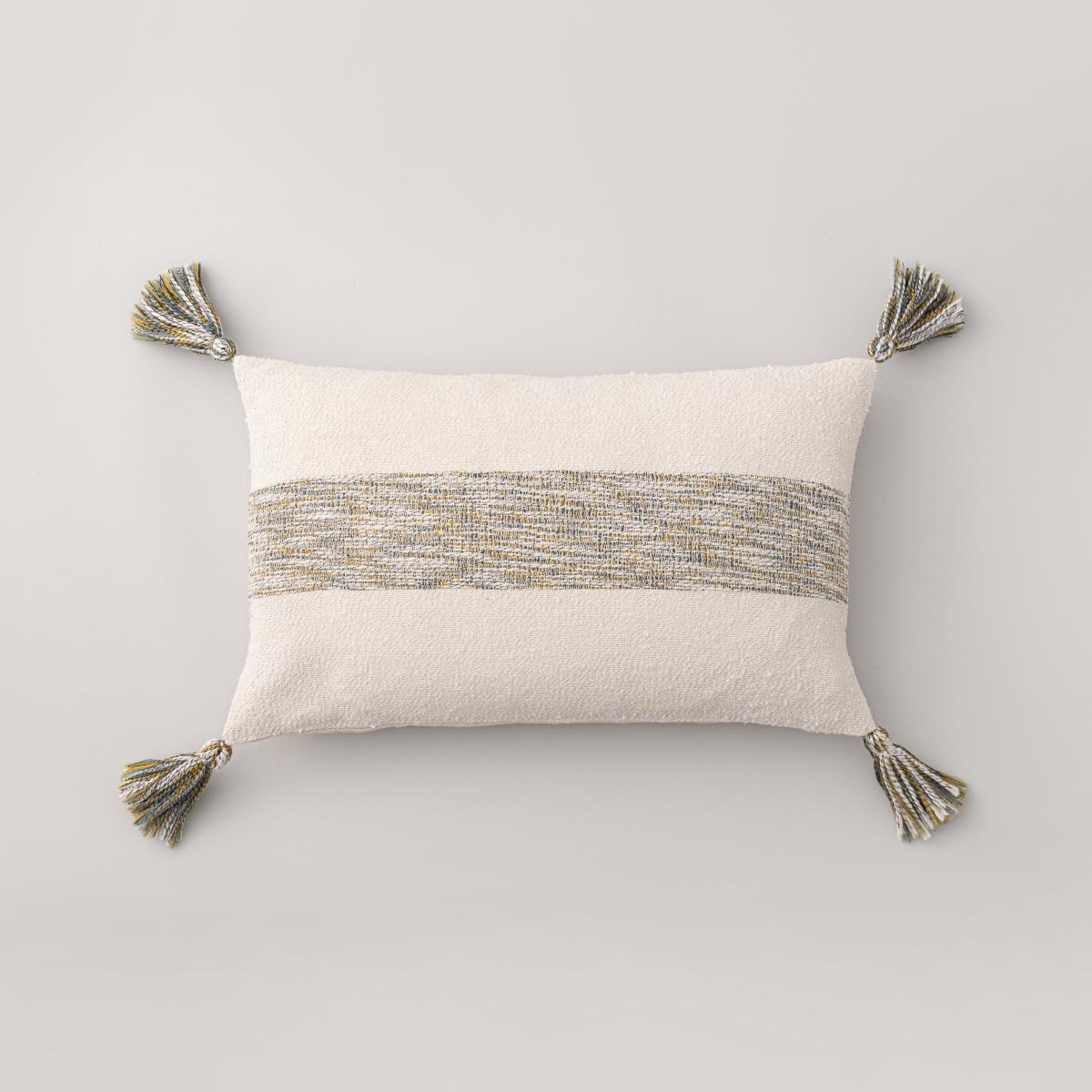 Barkby Natural Boucle Striped Tassel Cushion Natural – image 2