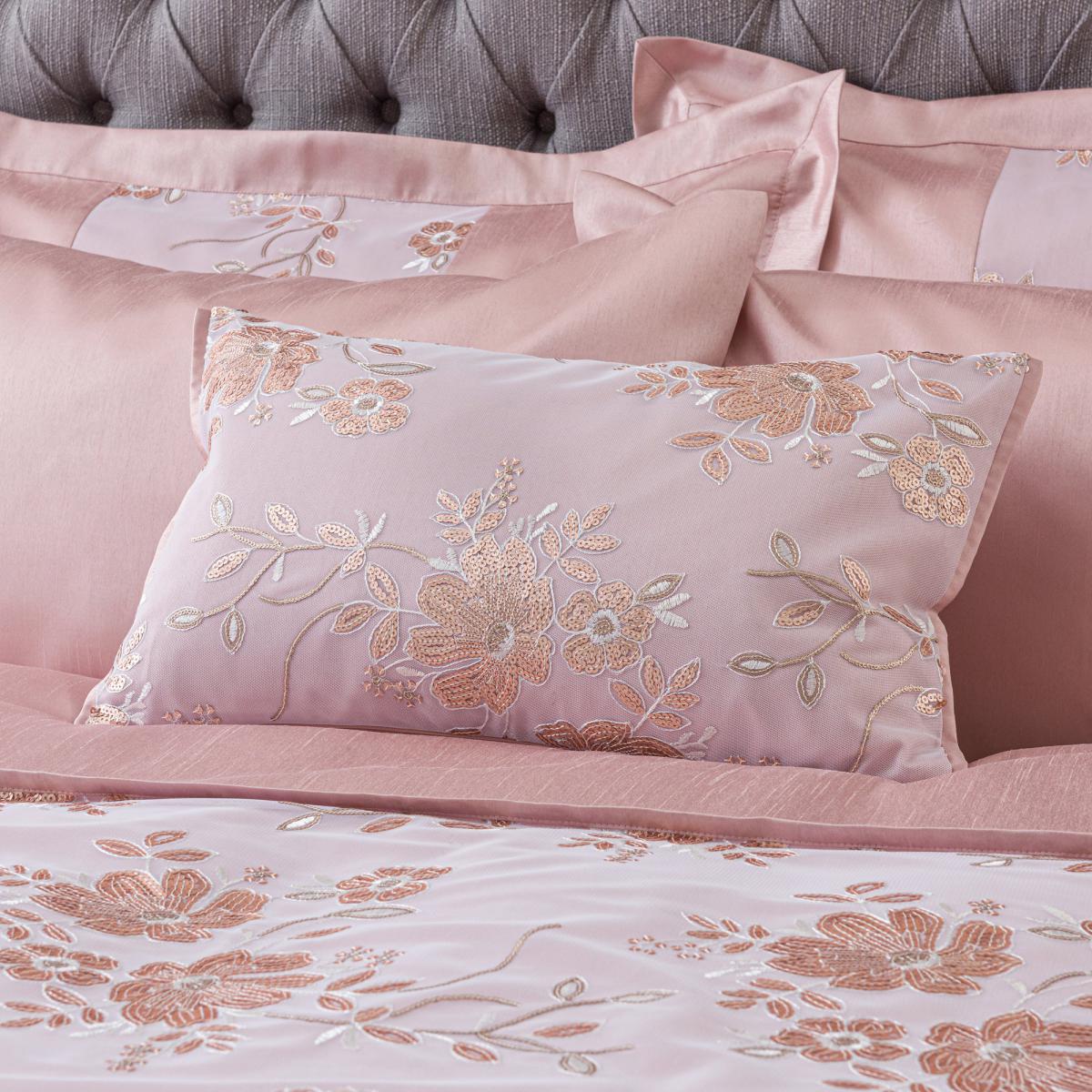 Elene Pink Floral Sequin Boudoir Cushion Pink – image 3