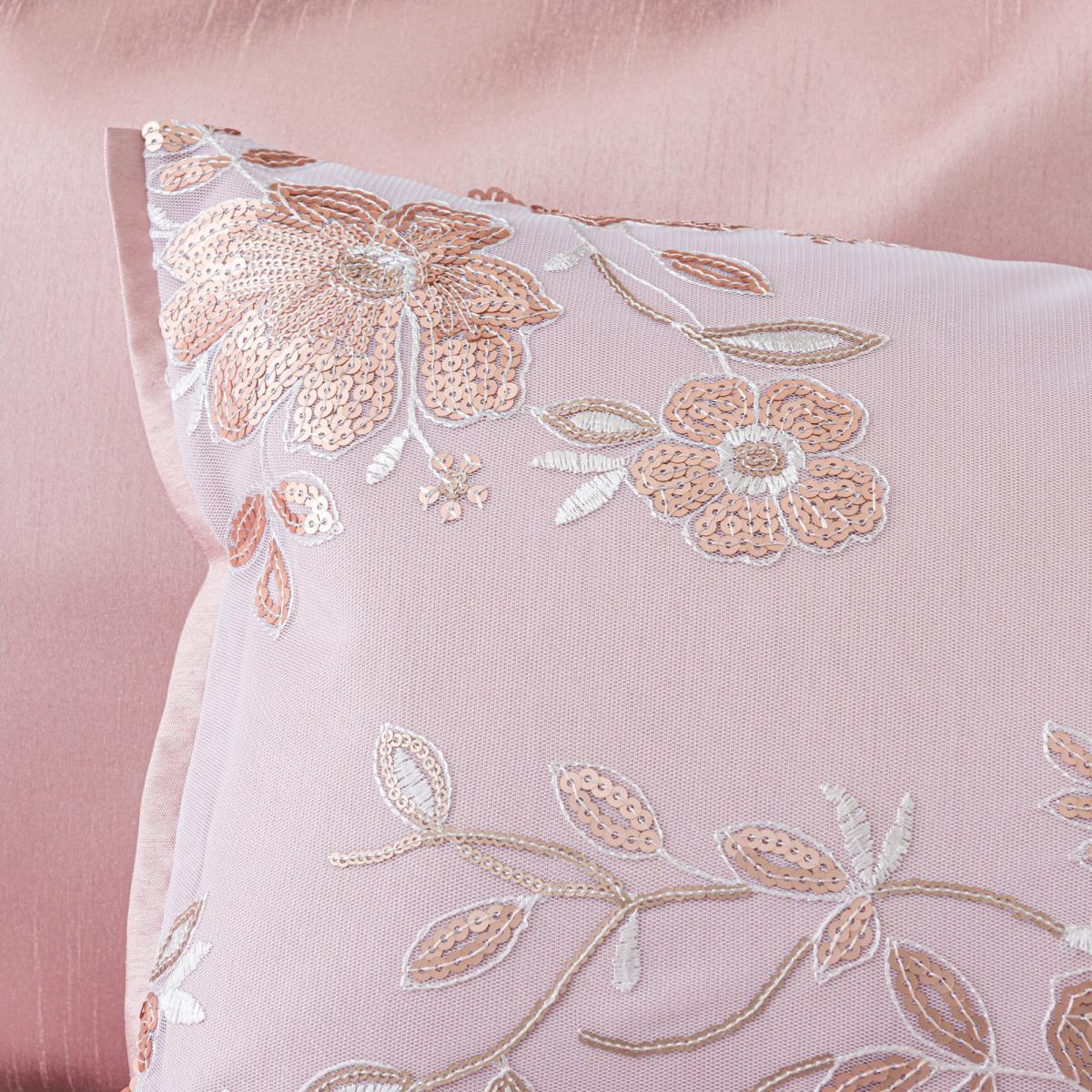 Elene Pink Floral Sequin Boudoir Cushion Pink – image 6