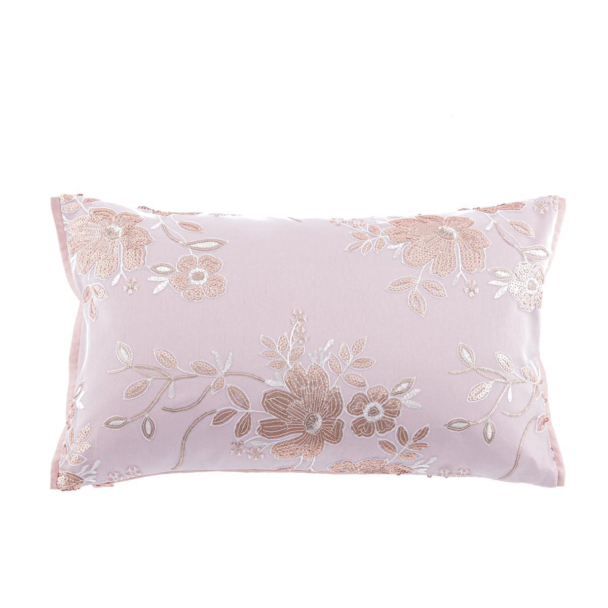 Elene Pink Floral Sequin Boudoir Cushion Pink – image 1