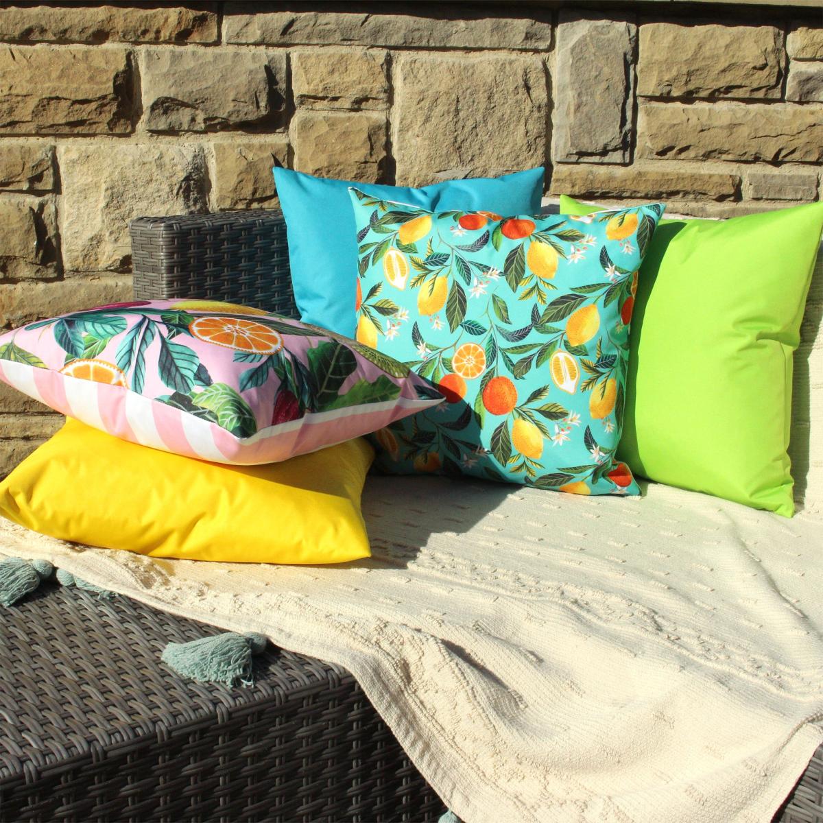 Orange Blossom Outdoor Cushion Green/Yellow/Orange – image 5