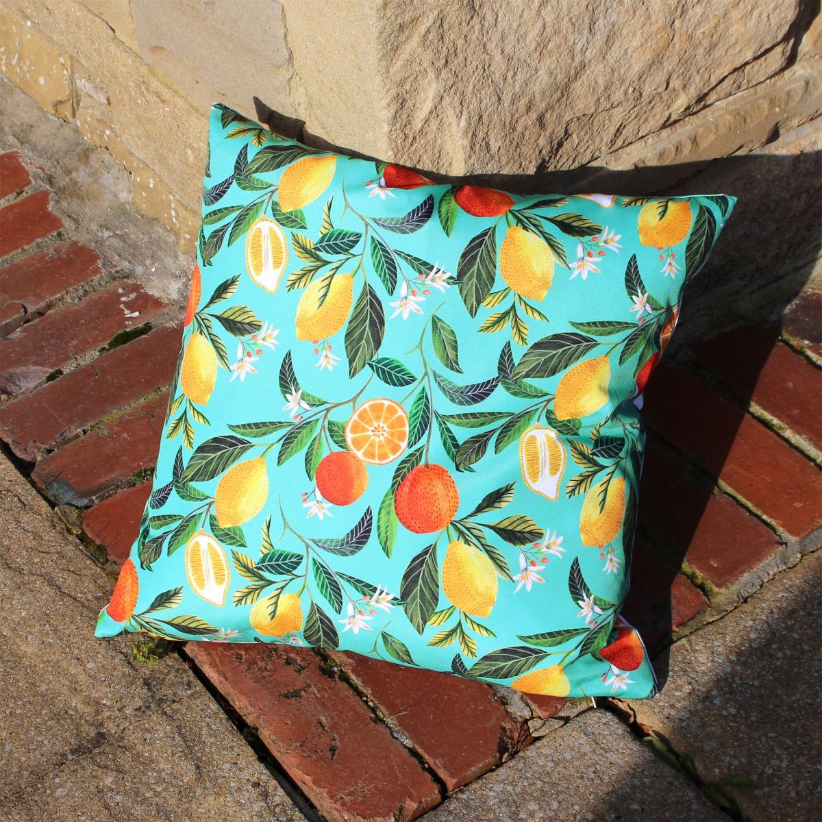 Orange Blossom Outdoor Cushion Green/Yellow/Orange – image 1