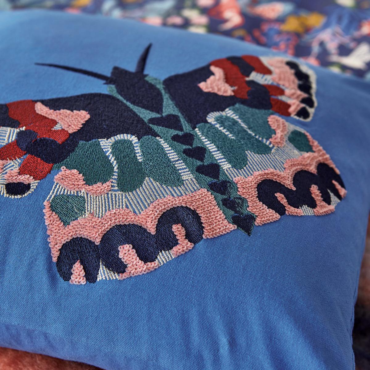 Joules Woodland Butterfly Cushion Blue – image 2