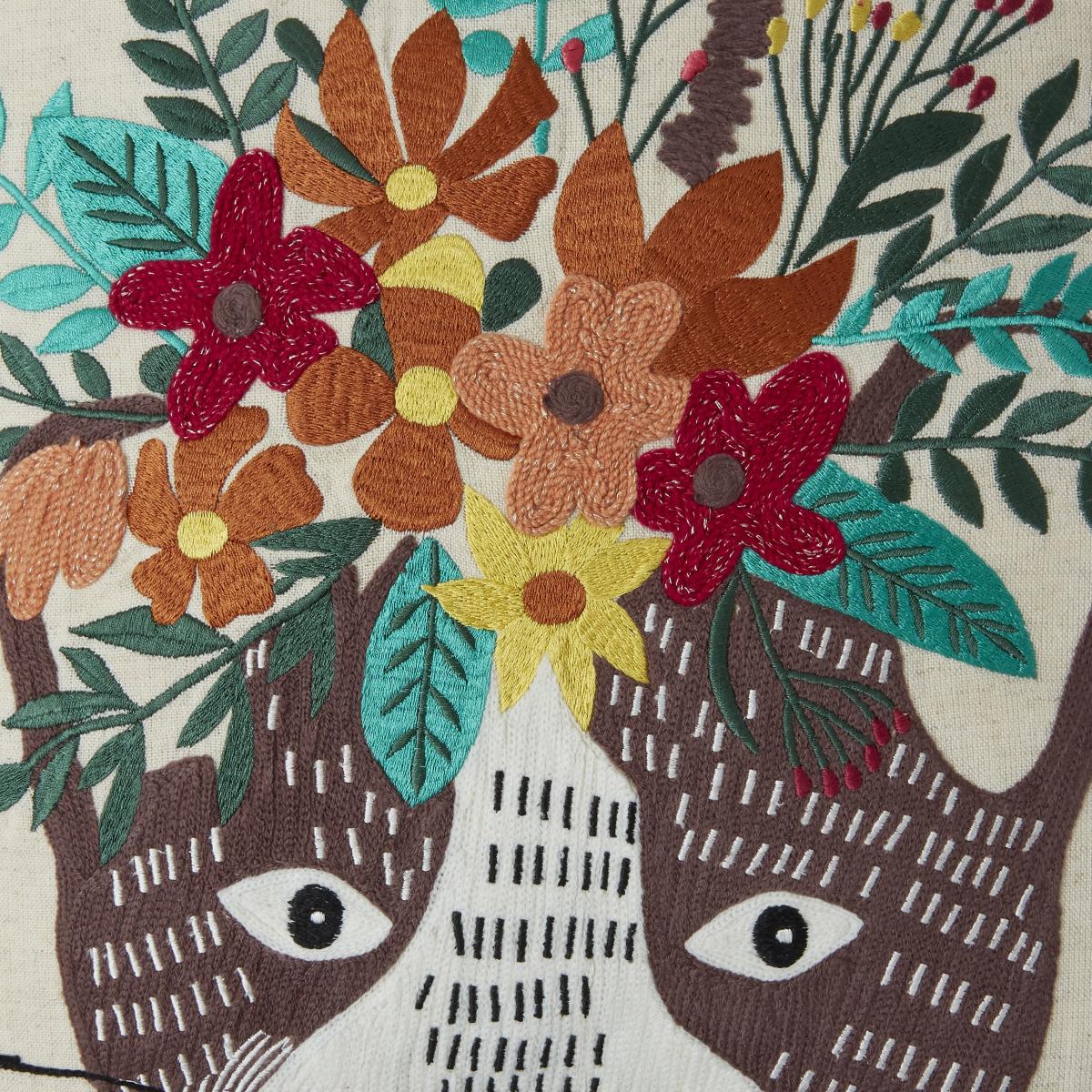 Cat Embroidered Cushion MultiColoured – image 2