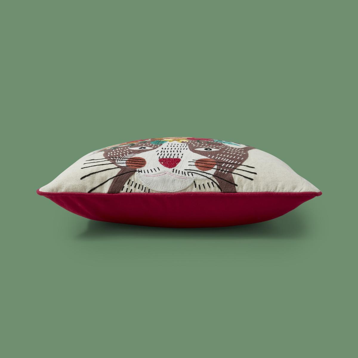 Cat Embroidered Cushion MultiColoured – image 4