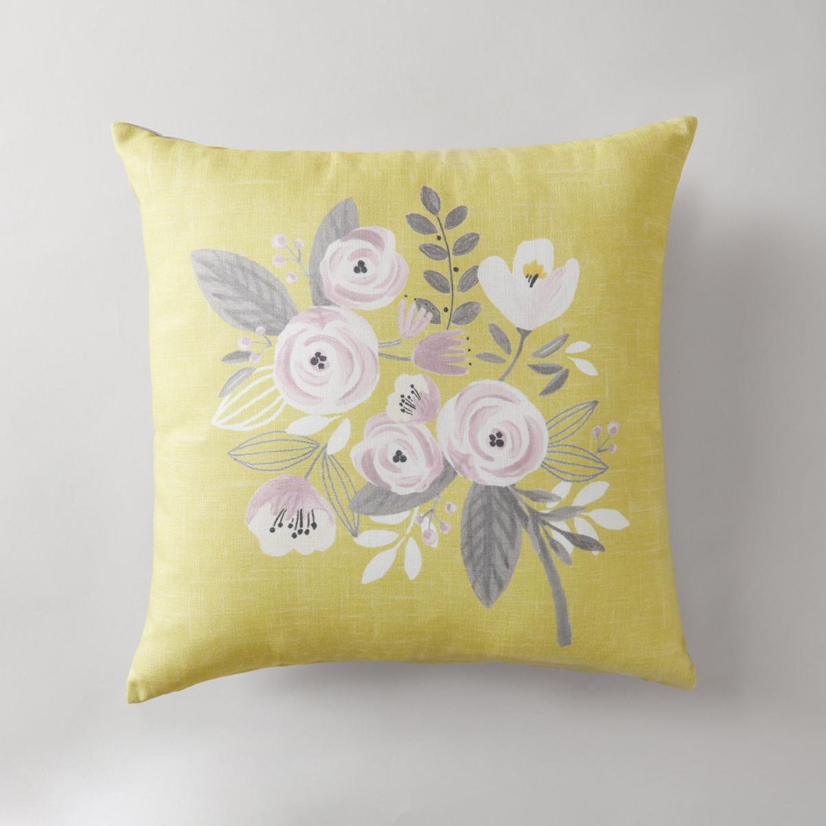 Blooms Ochre Placement Cushion Yellow, Grey and White – image 2