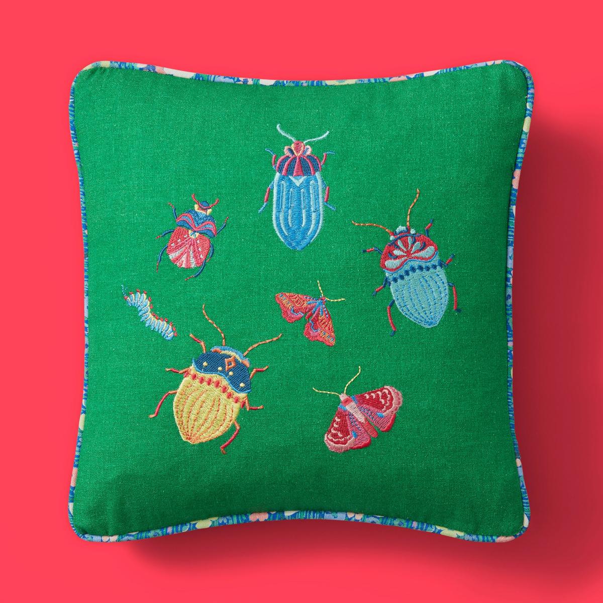 Sophie Robinson Love Bugs Embroidered Cotton Cushion – image 2