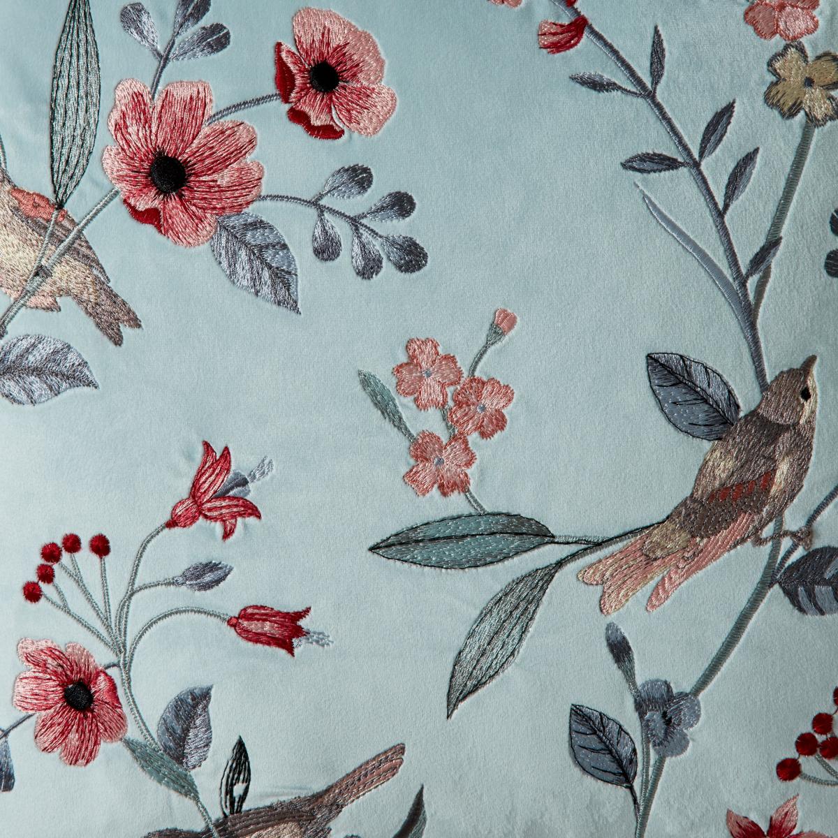 Country Birds Velour Cushion Blue – image 2