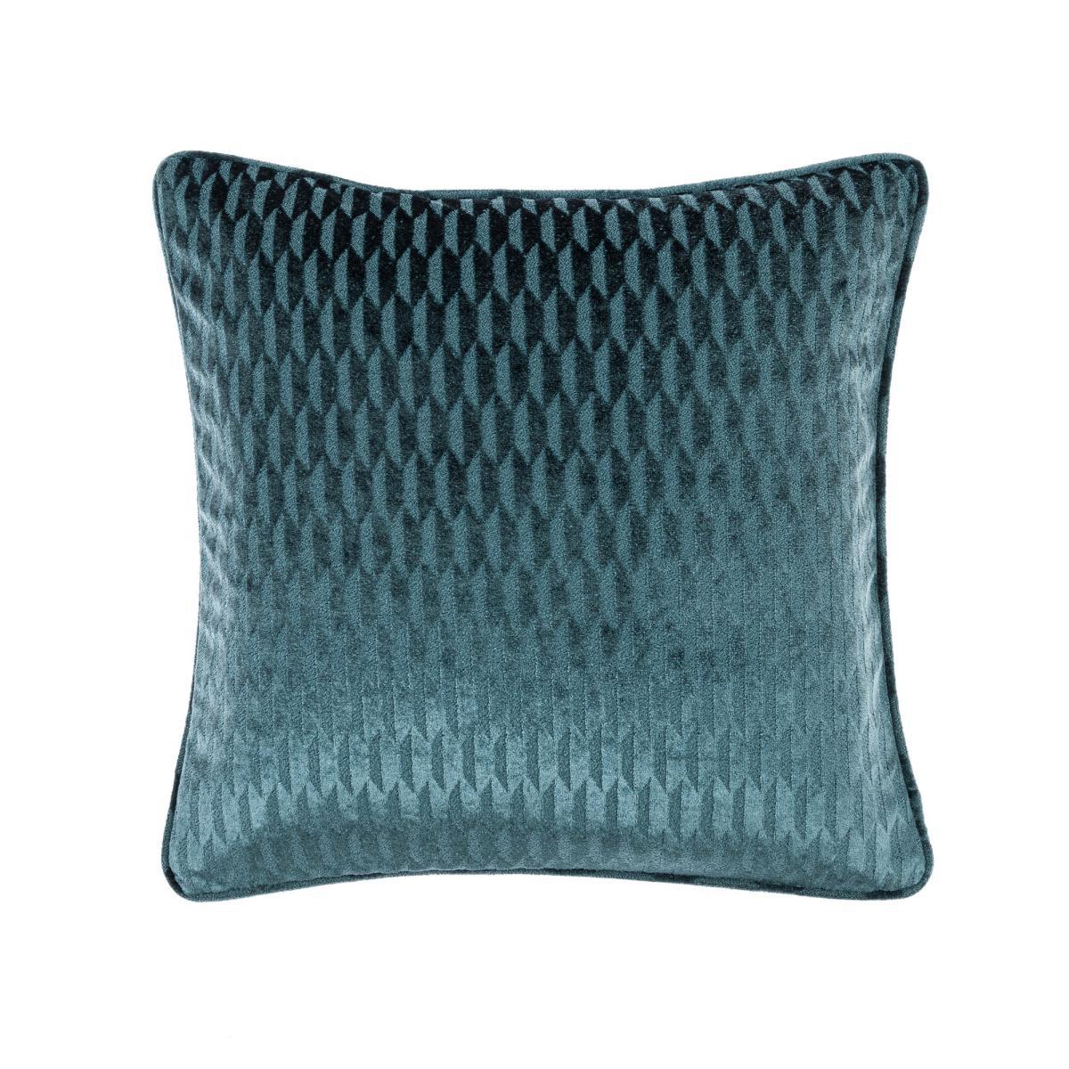 Valencia Velvet Geometric Teal Cushion Blue – image 3