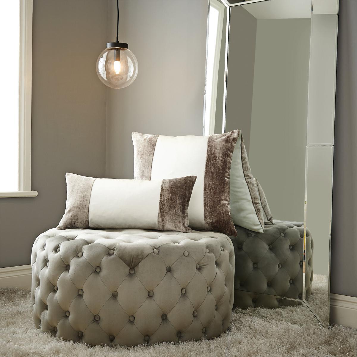 Luxe Grey White Panel Cushion Grey – image 5