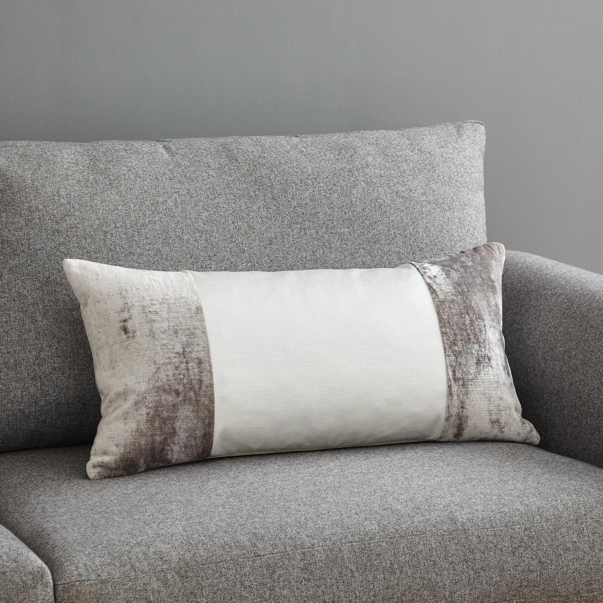 Luxe Grey White Panel Cushion Grey – image 1