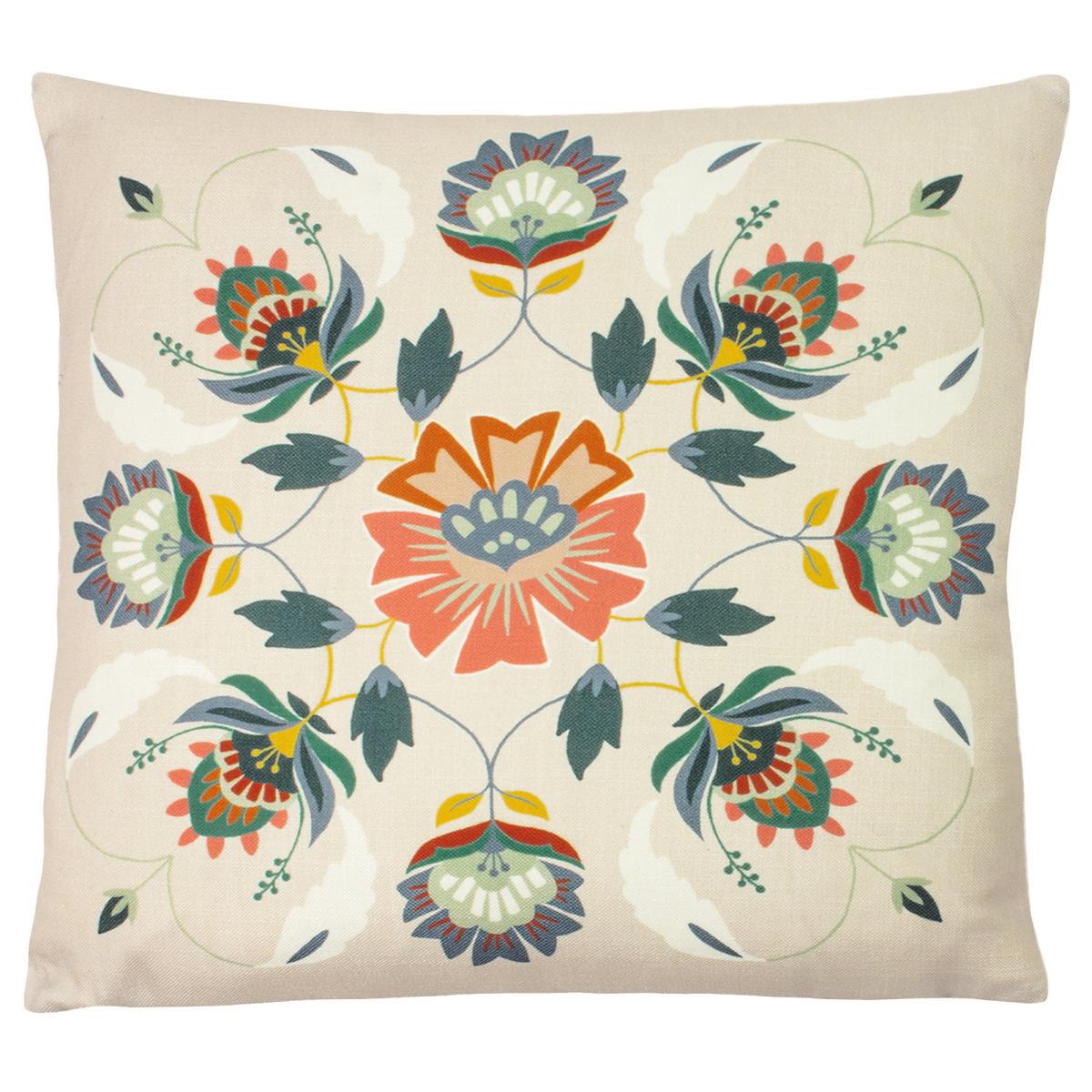 Furn. Folk Floral Print Square Cushion MultiColoured – image 2