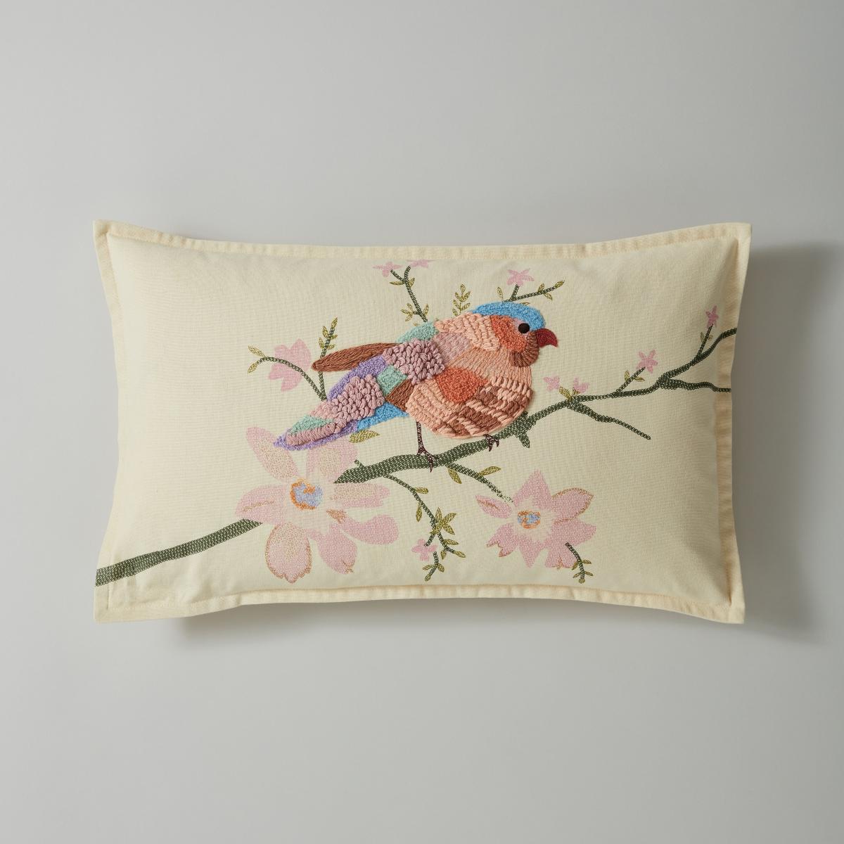 Embroidered Bird Cushion MultiColoured – image 3