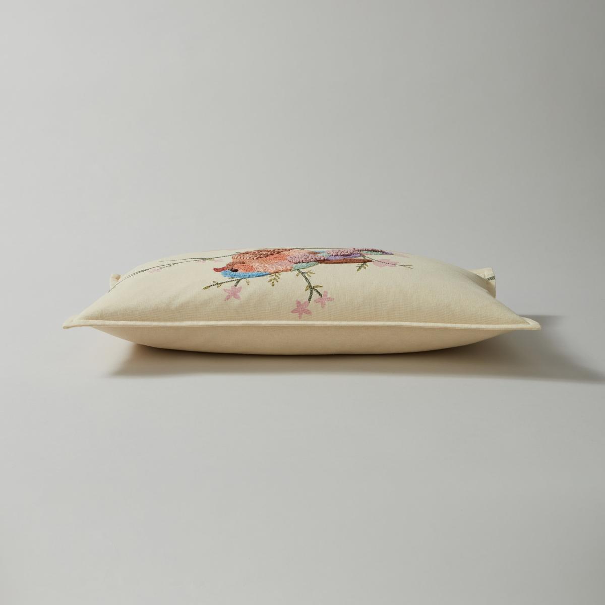 Embroidered Bird Cushion MultiColoured – image 4