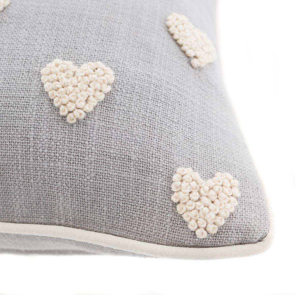 French Knot Hearts Cushion Natural – image 2