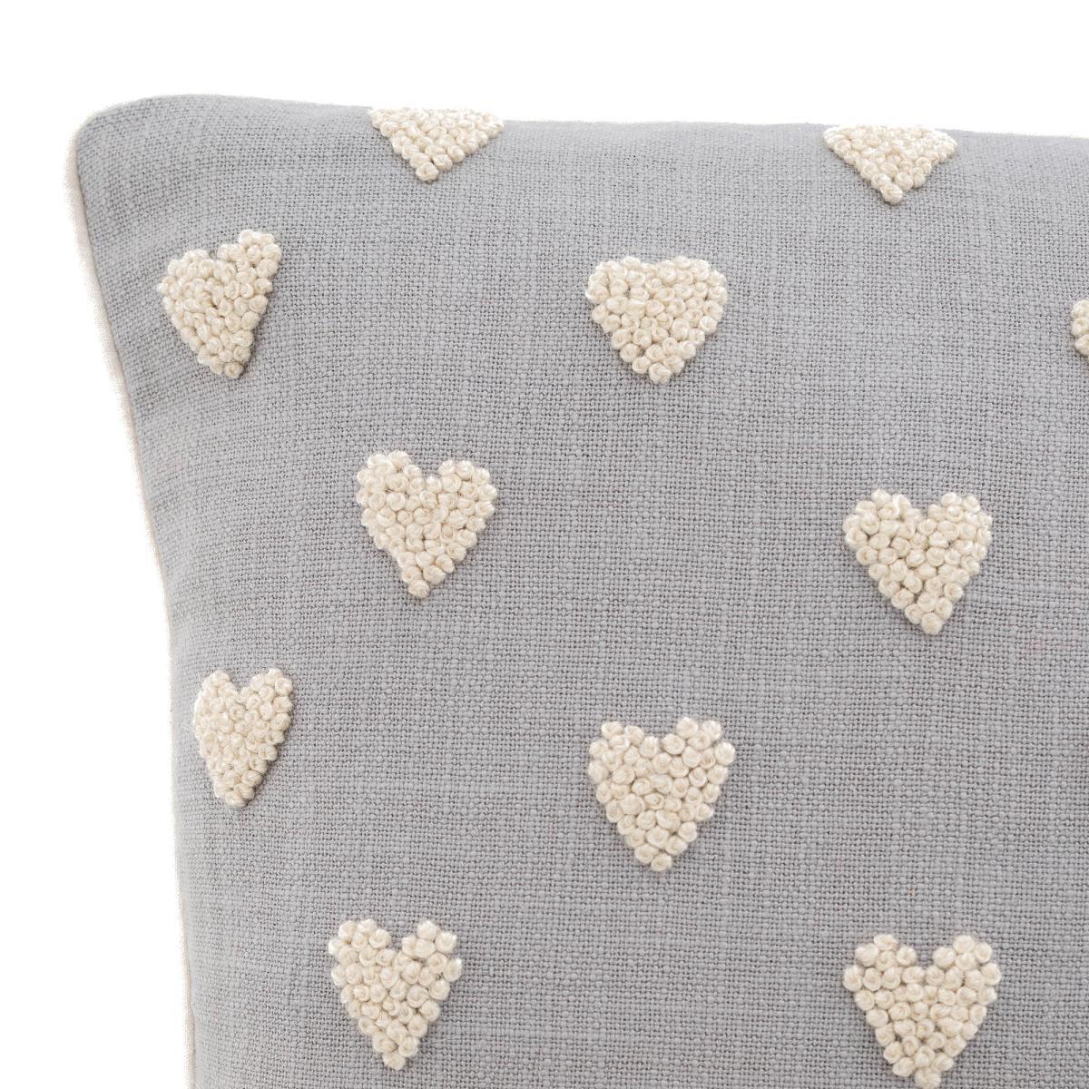 French Knot Hearts Cushion Natural – image 3