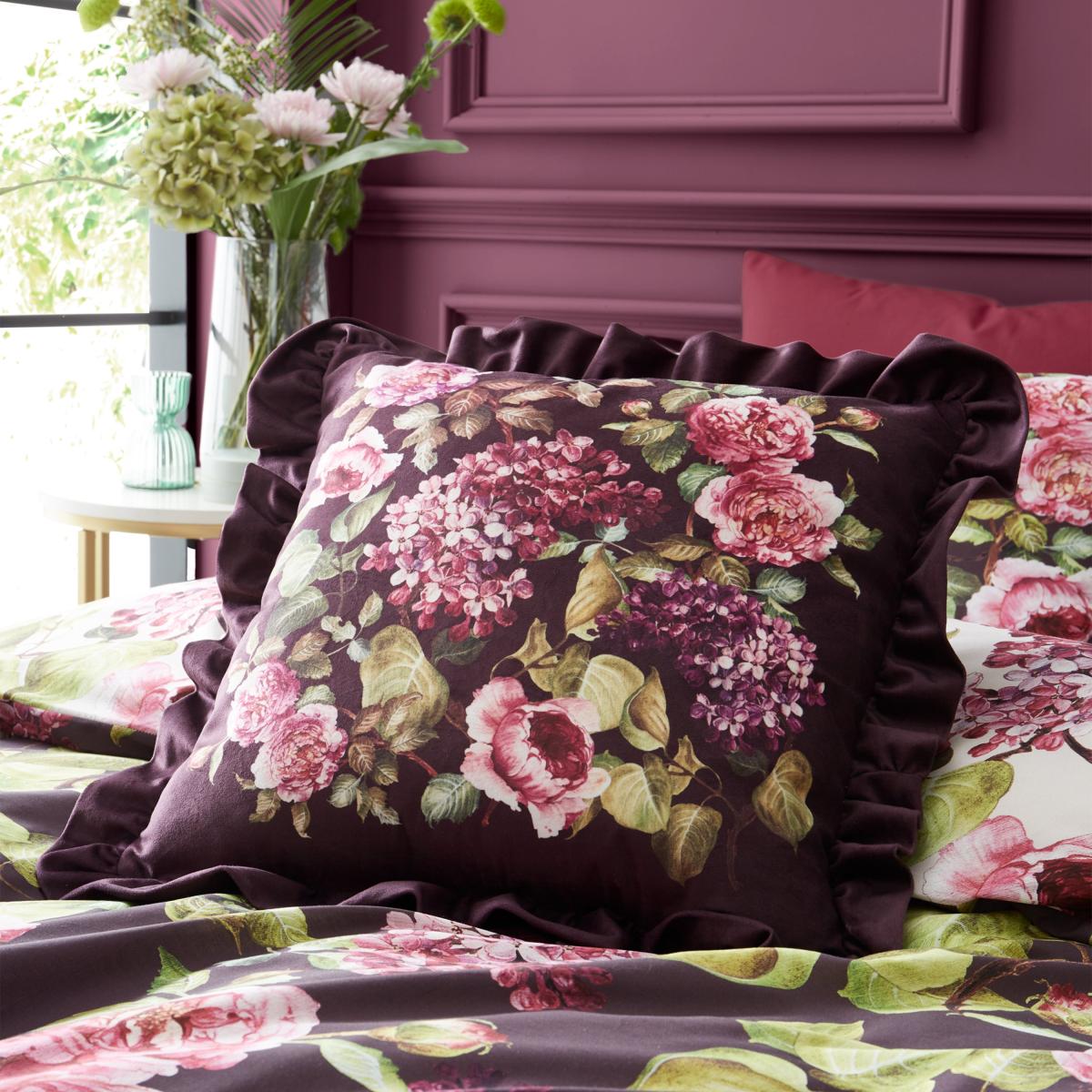RHS Pia Floral Frill Velour Square Cushion – image 1