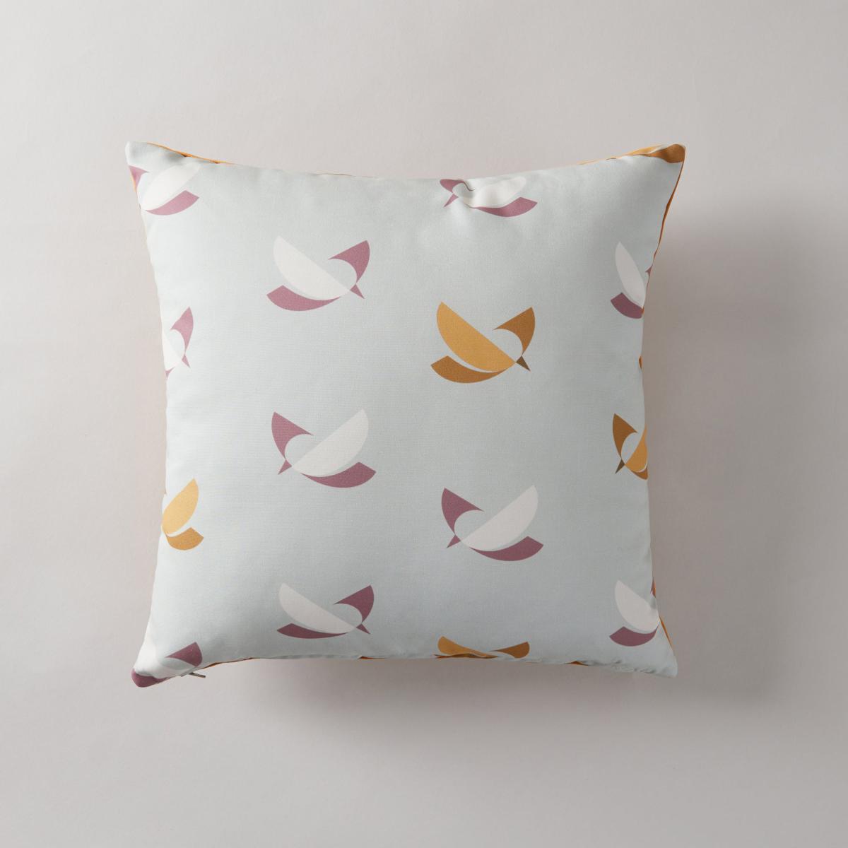 Scandi Bird Cushion Blue, Yellow and White – image 2