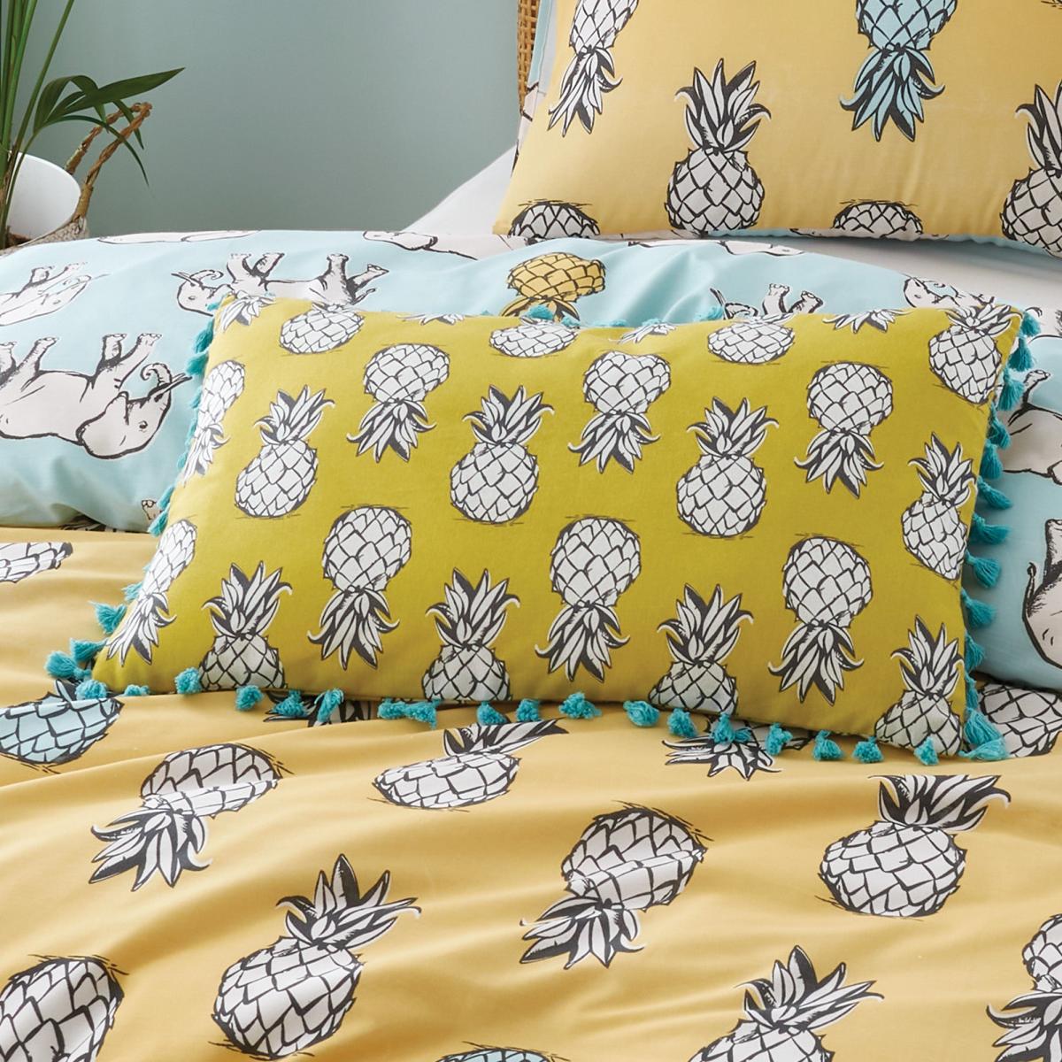 Pineapple Elephant Tupi Pineapple Tassel Filled Boudoir Cushion Yellow – image 1